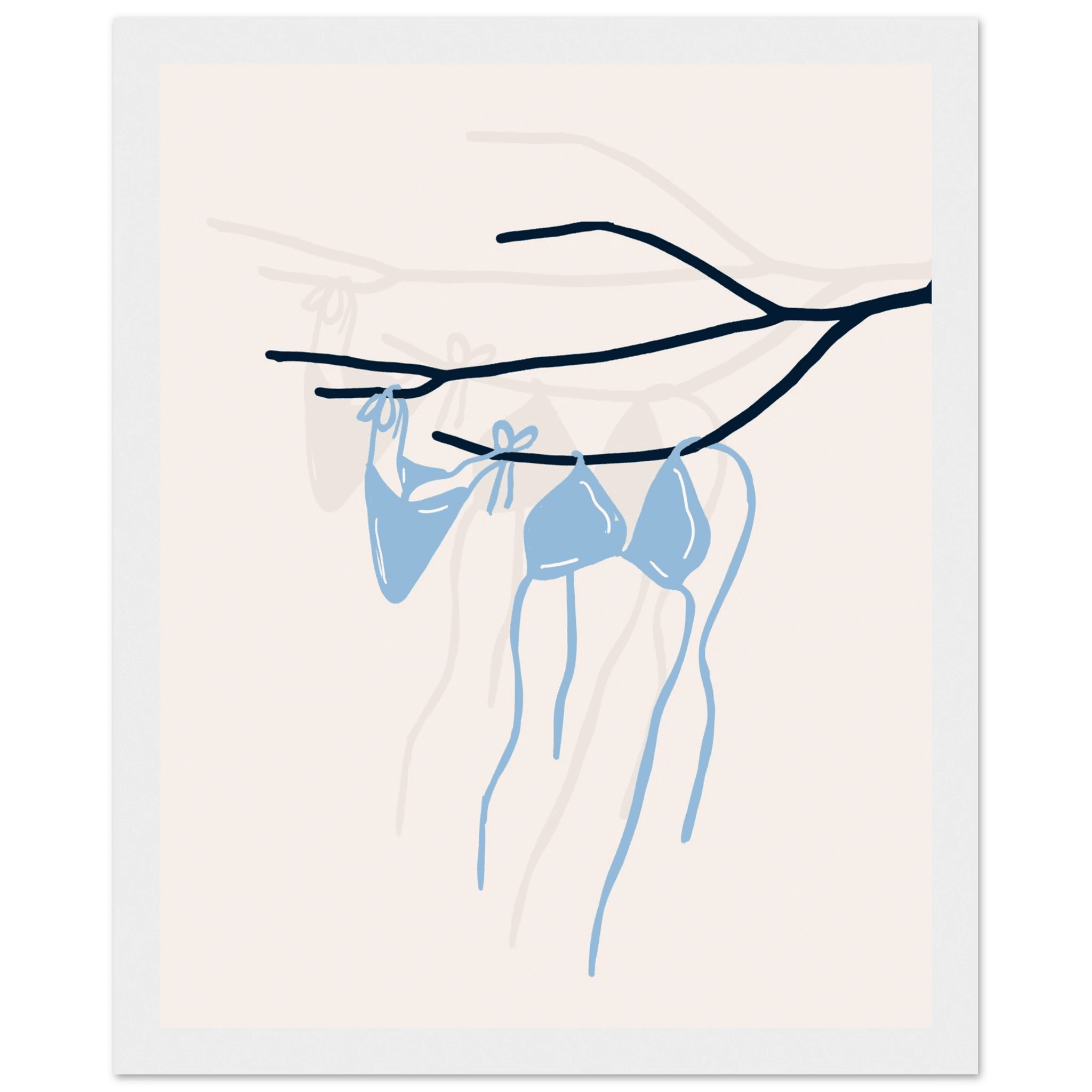 Coastal Bikini Line Art Poster – Minimalist Beach Wall Art Print - Evergreen Posters