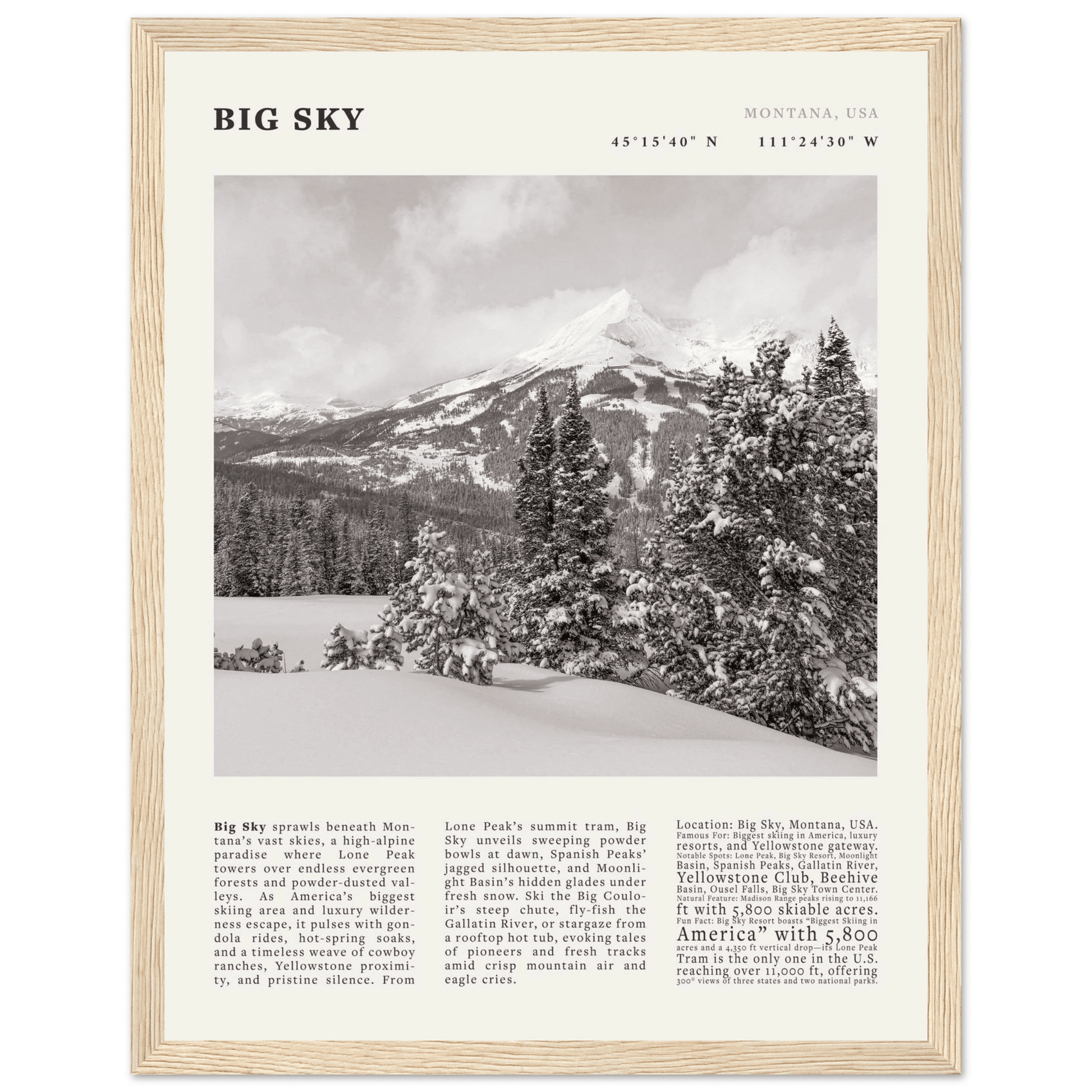 Big Sky Montana Poster Black and White – Vintage Lone Peak Ski Resort Print (Digital & Printed Options) - Evergreen Posters