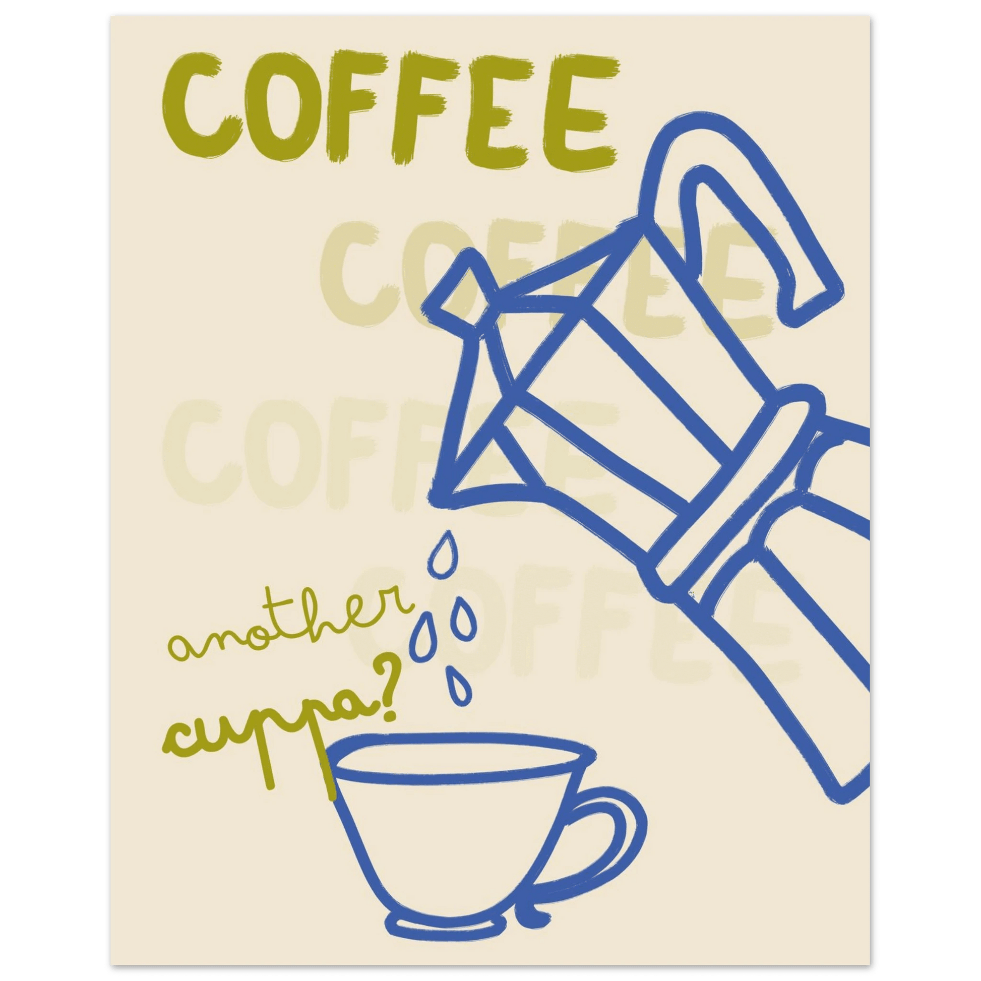 Coffee Print | Another Cuppa Moka Pot Wall Art | Kitchen Coffee Poster - Evergreen Posters