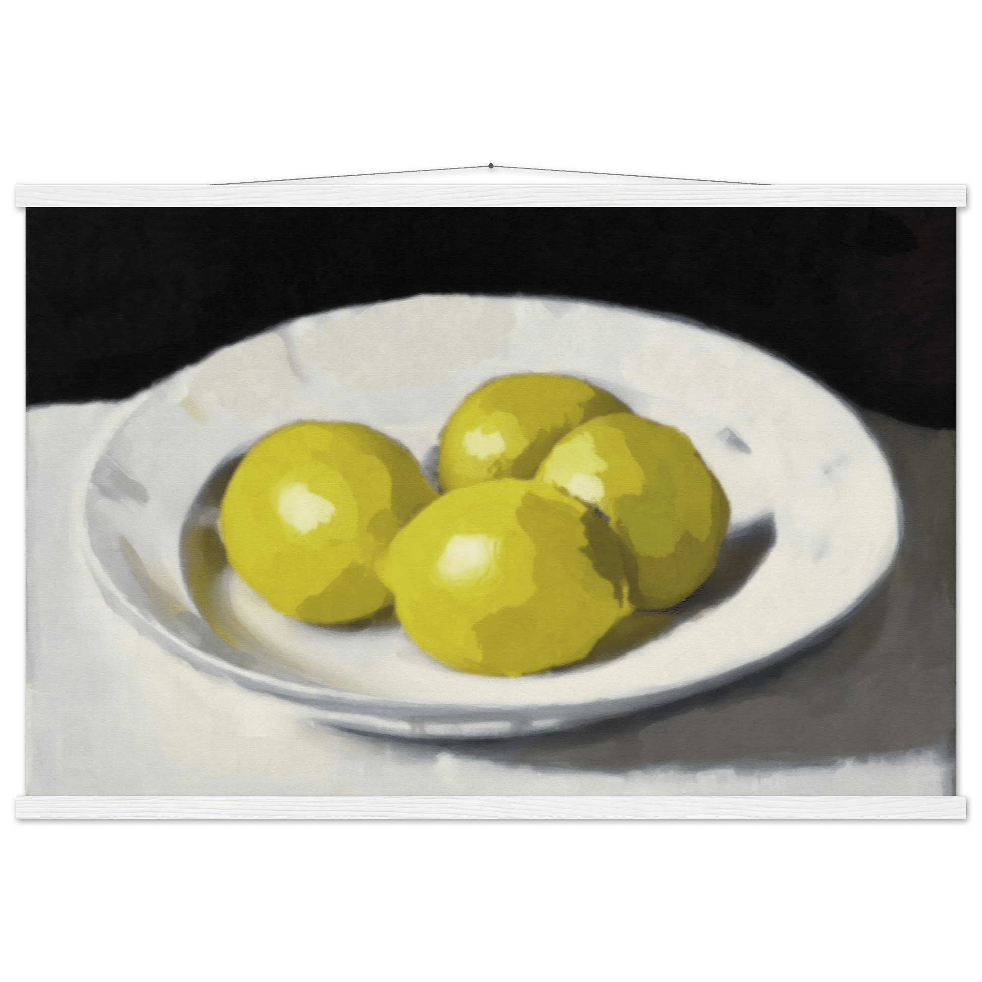 Lemons Print | Three Lemons Oil Painting Wall Art | Kitchen Still Life Poster - Evergreen Posters