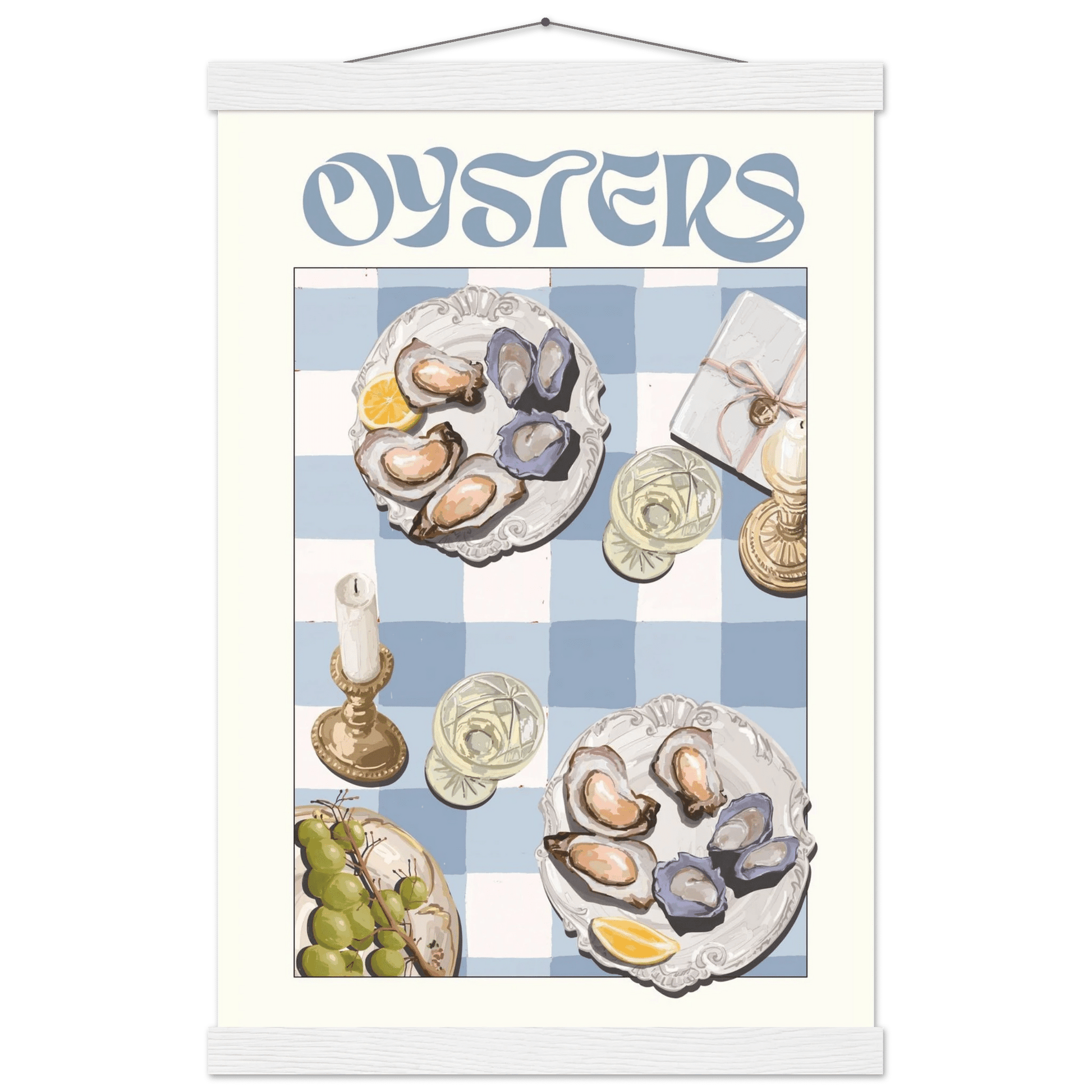 Oysters Poster – Playful Seafood Kitchen Wall Art Print (Digital & Printed Options) - Evergreen Posters