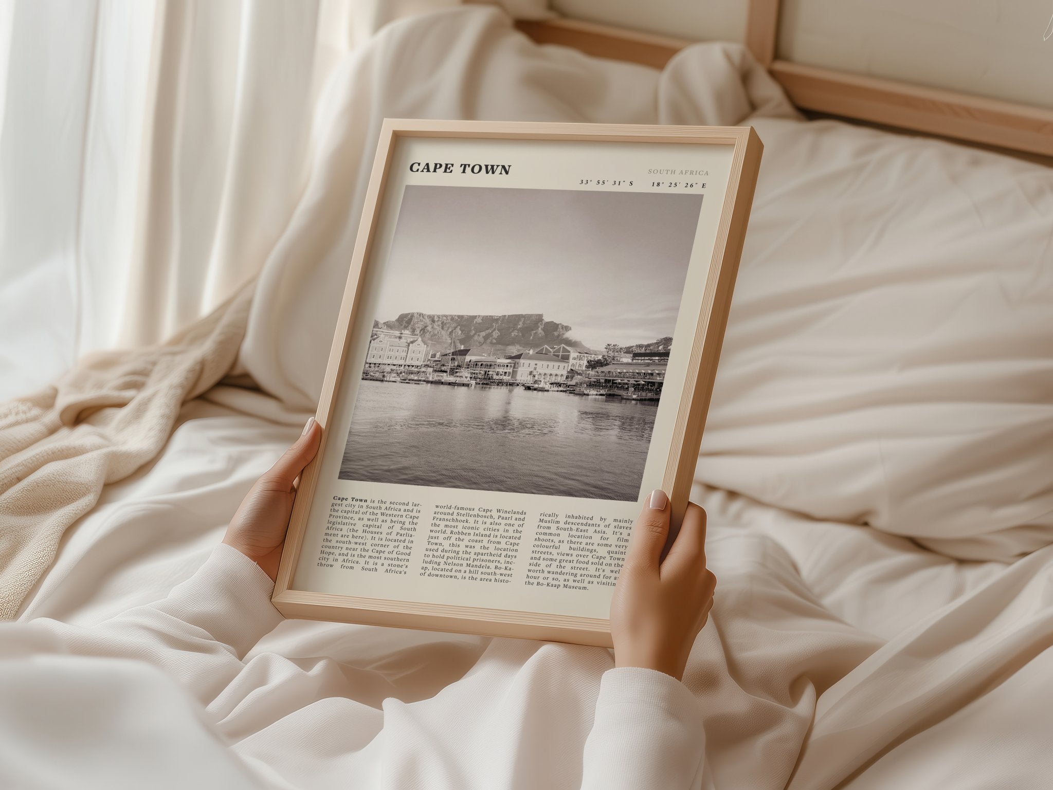 Cape Town Poster | Black & White Table Mountain Wall Art | South Africa Travel Print - Evergreen Posters