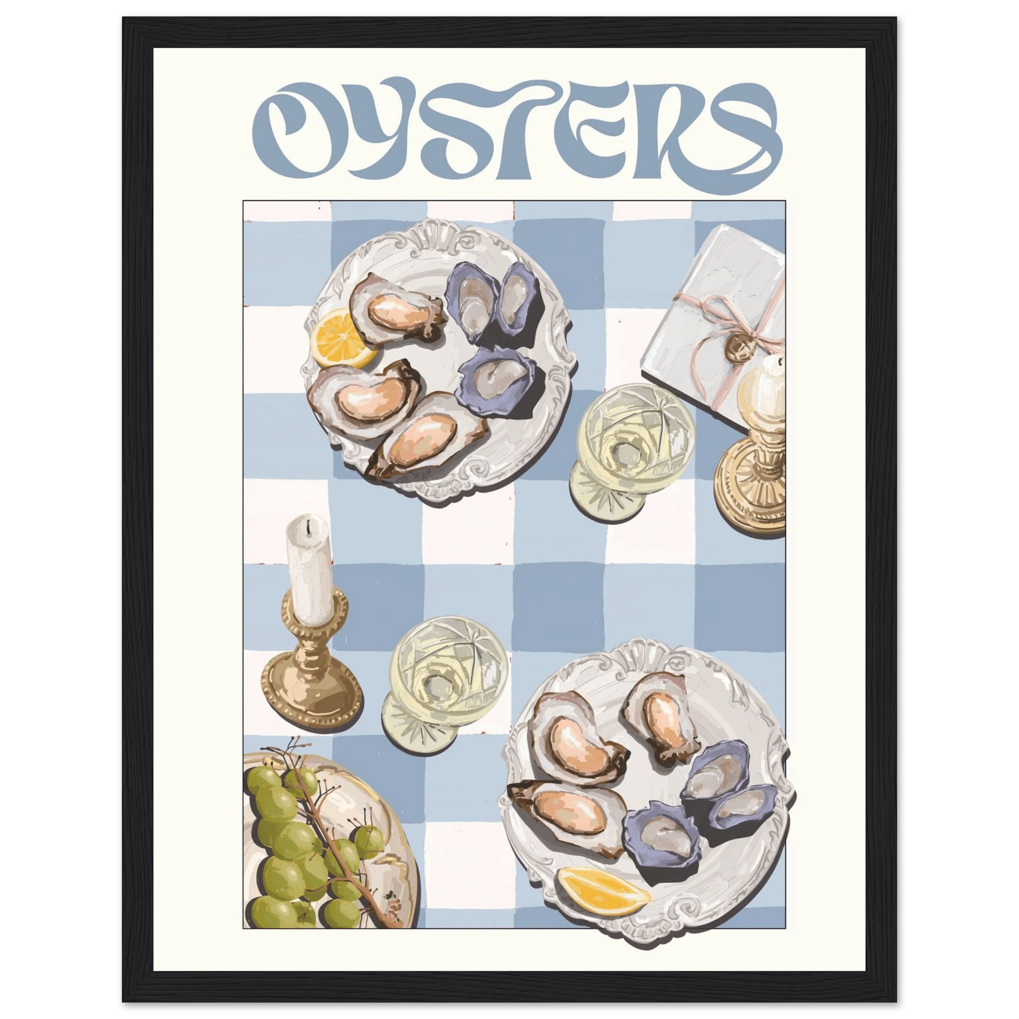 Oysters Poster – Playful Seafood Kitchen Wall Art Print (Digital & Printed Options) - Evergreen Posters
