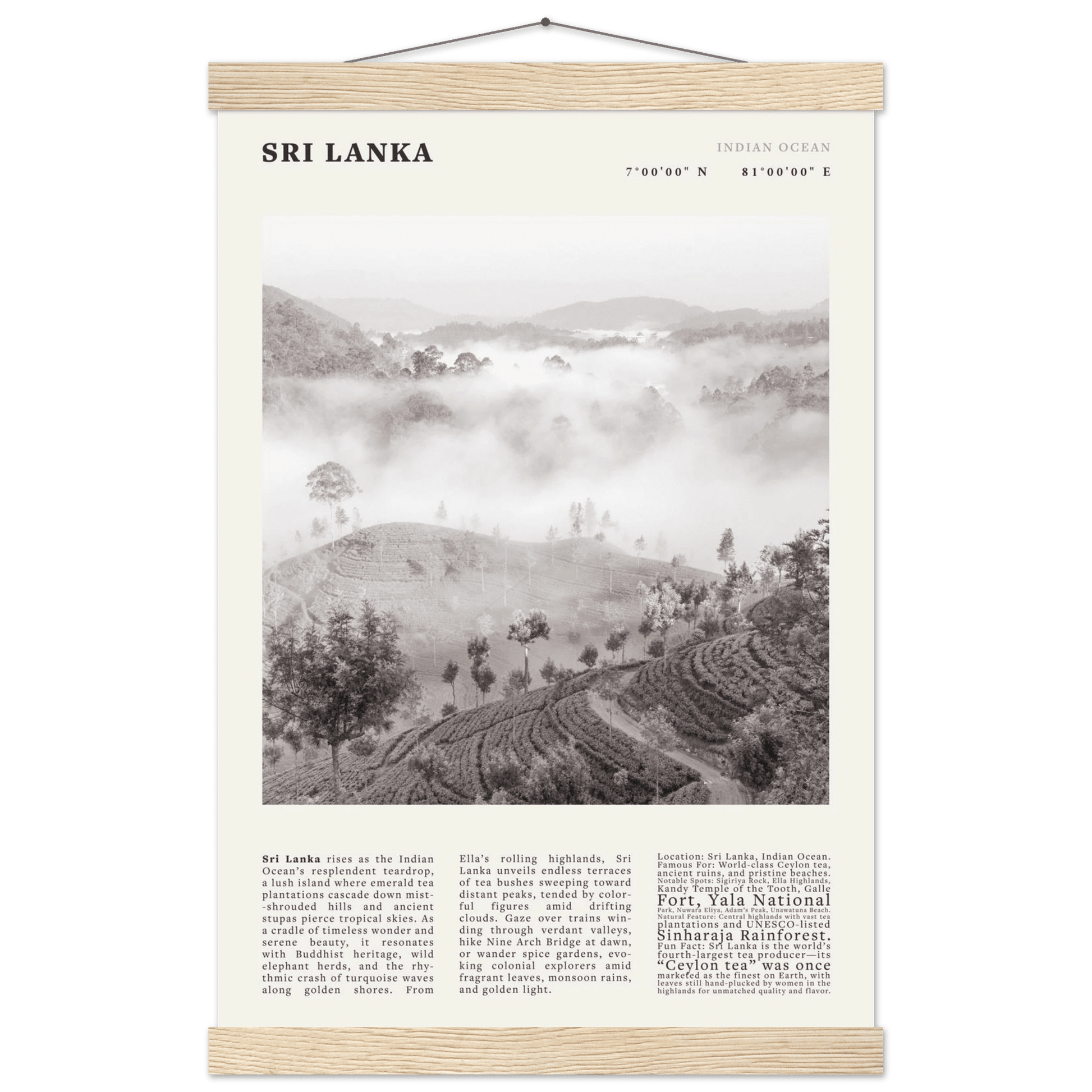 Sri Lanka Poster Black and White – Vintage Ceylon Tea Plantation Print (Digital & Printed Options) - Evergreen Posters