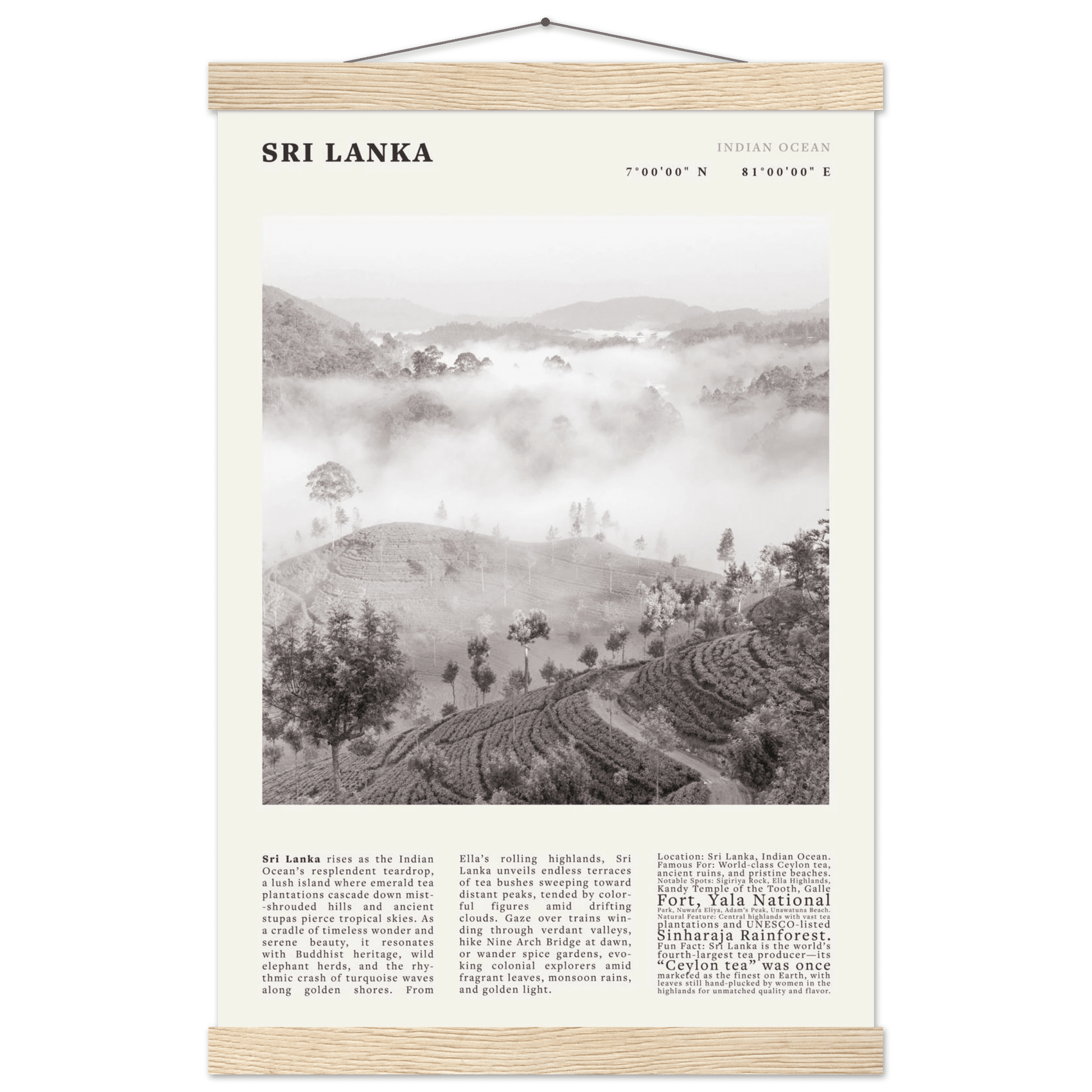 Sri Lanka Poster Black and White – Vintage Ceylon Tea Plantation Print (Digital & Printed Options) - Evergreen Posters