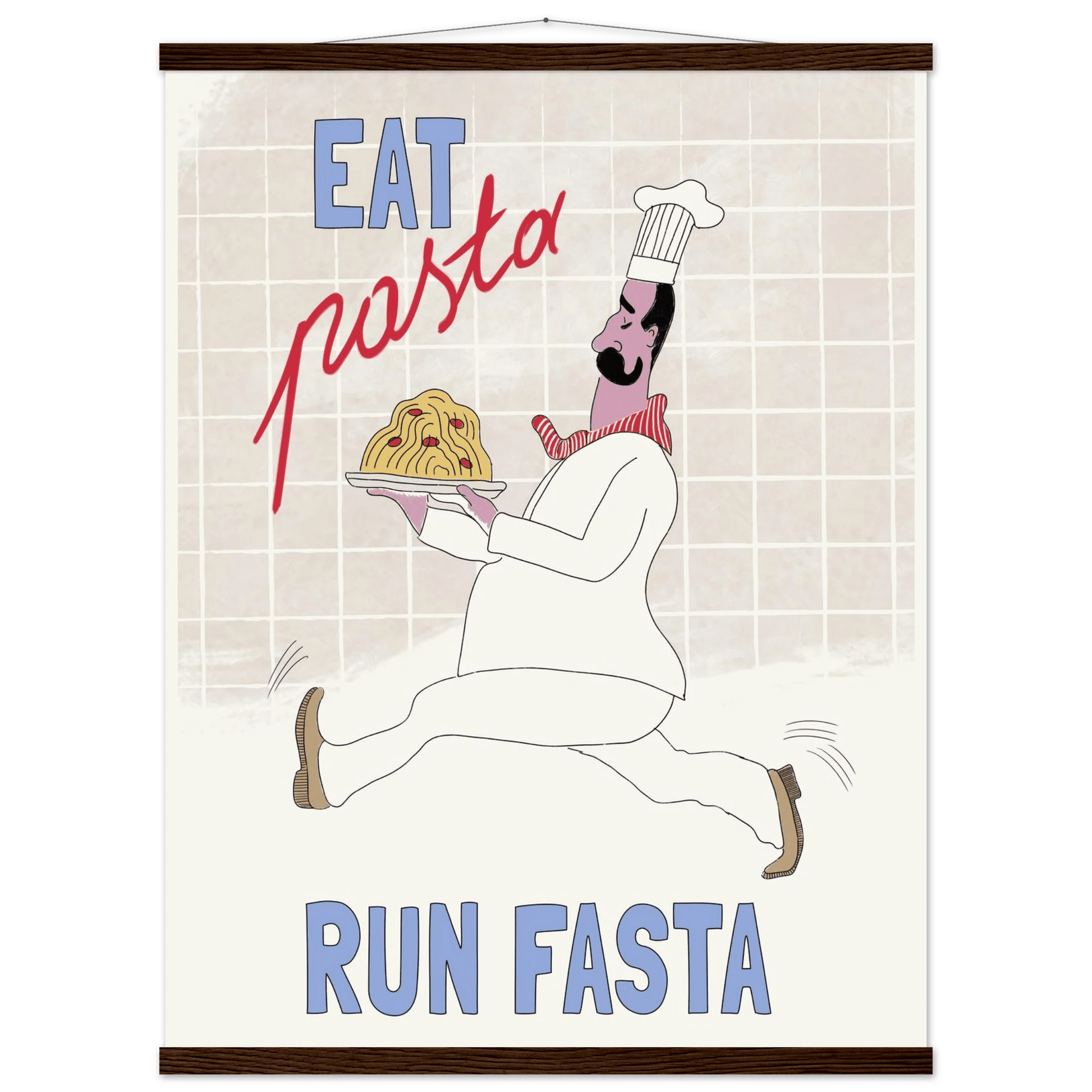 Eat Pasta Run Fasta Poster – Fun Kitchen Wall Art Print (Digital & Printed Options) - Evergreen Posters