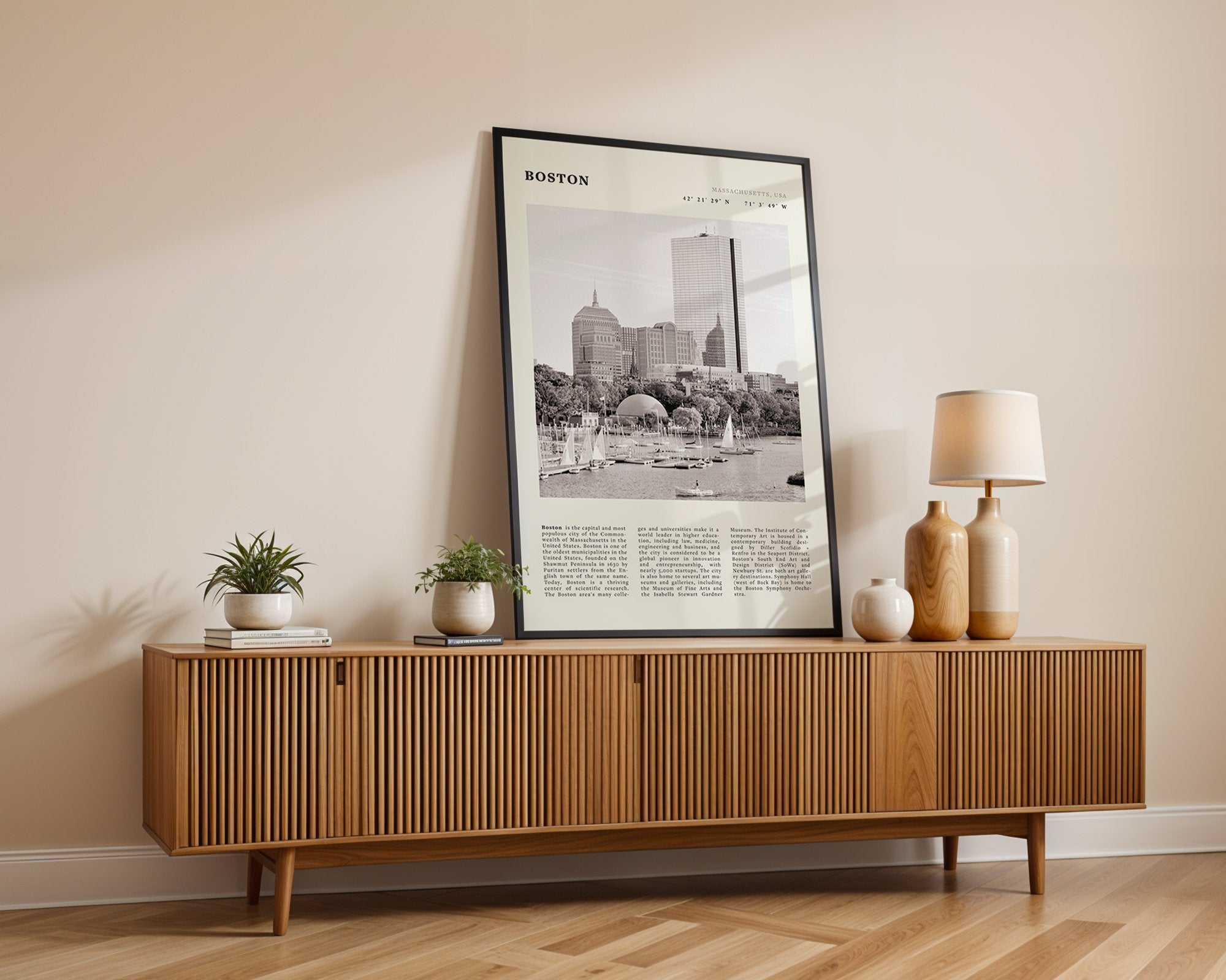 Boston Poster | Black & White Charles River Skyline Wall Art | Massachusetts Print - Evergreen Posters