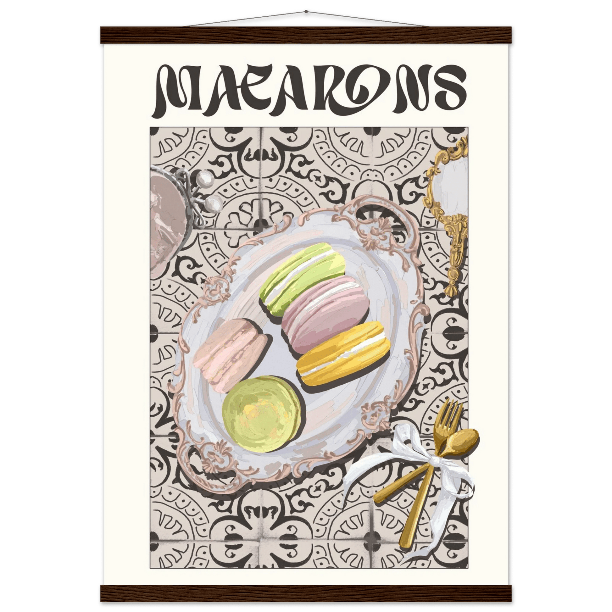 Macarons Poster – Playful French Patisserie Kitchen Wall Art Print (Digital & Printed Options) - Evergreen Posters