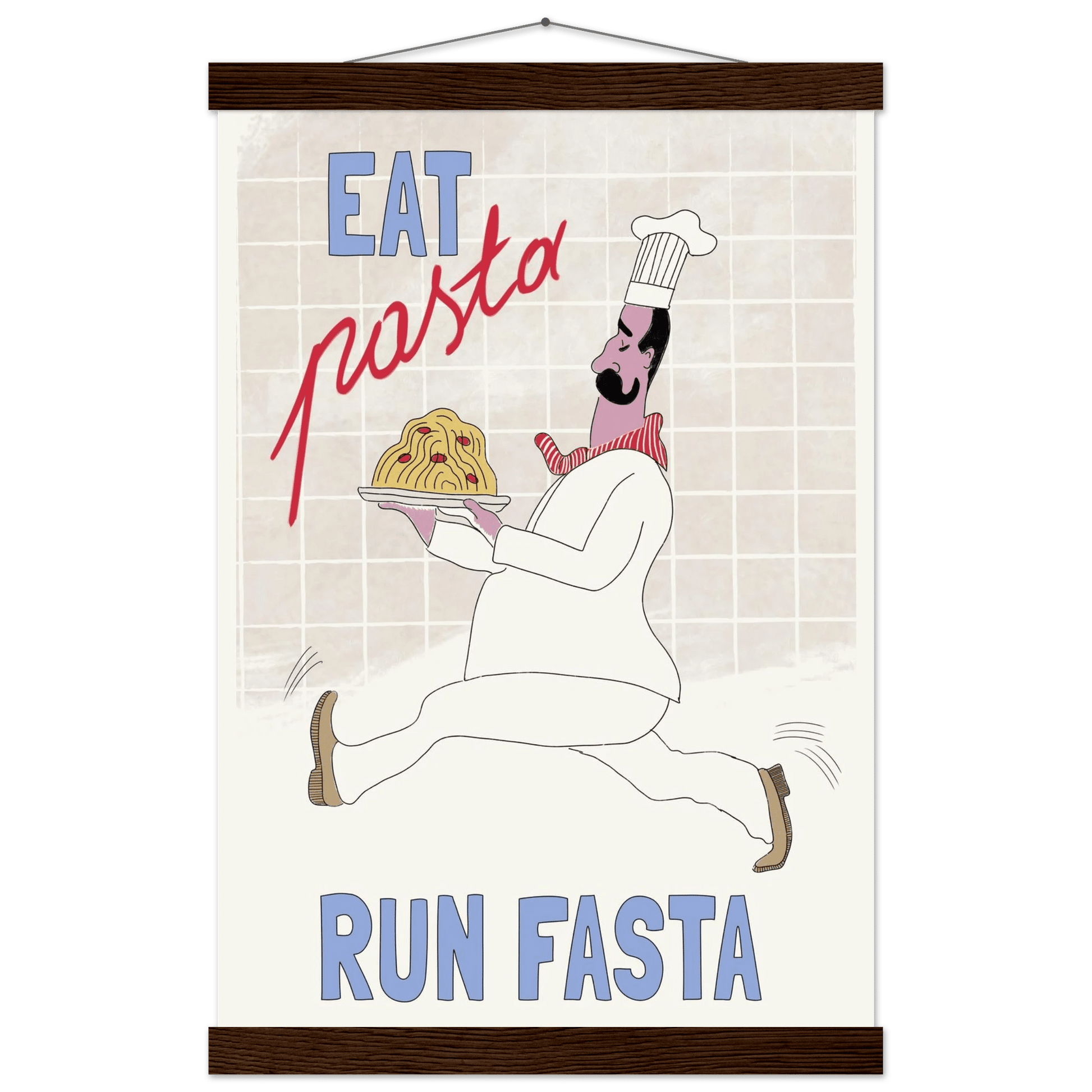 Eat Pasta Run Fasta Poster – Fun Kitchen Wall Art Print (Digital & Printed Options) - Evergreen Posters