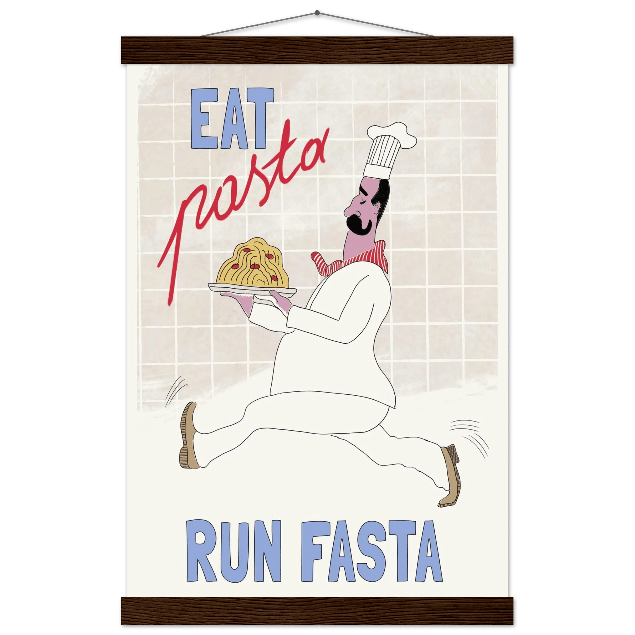 Eat Pasta Run Fasta Poster – Fun Kitchen Wall Art Print (Digital & Printed Options) - Evergreen Posters