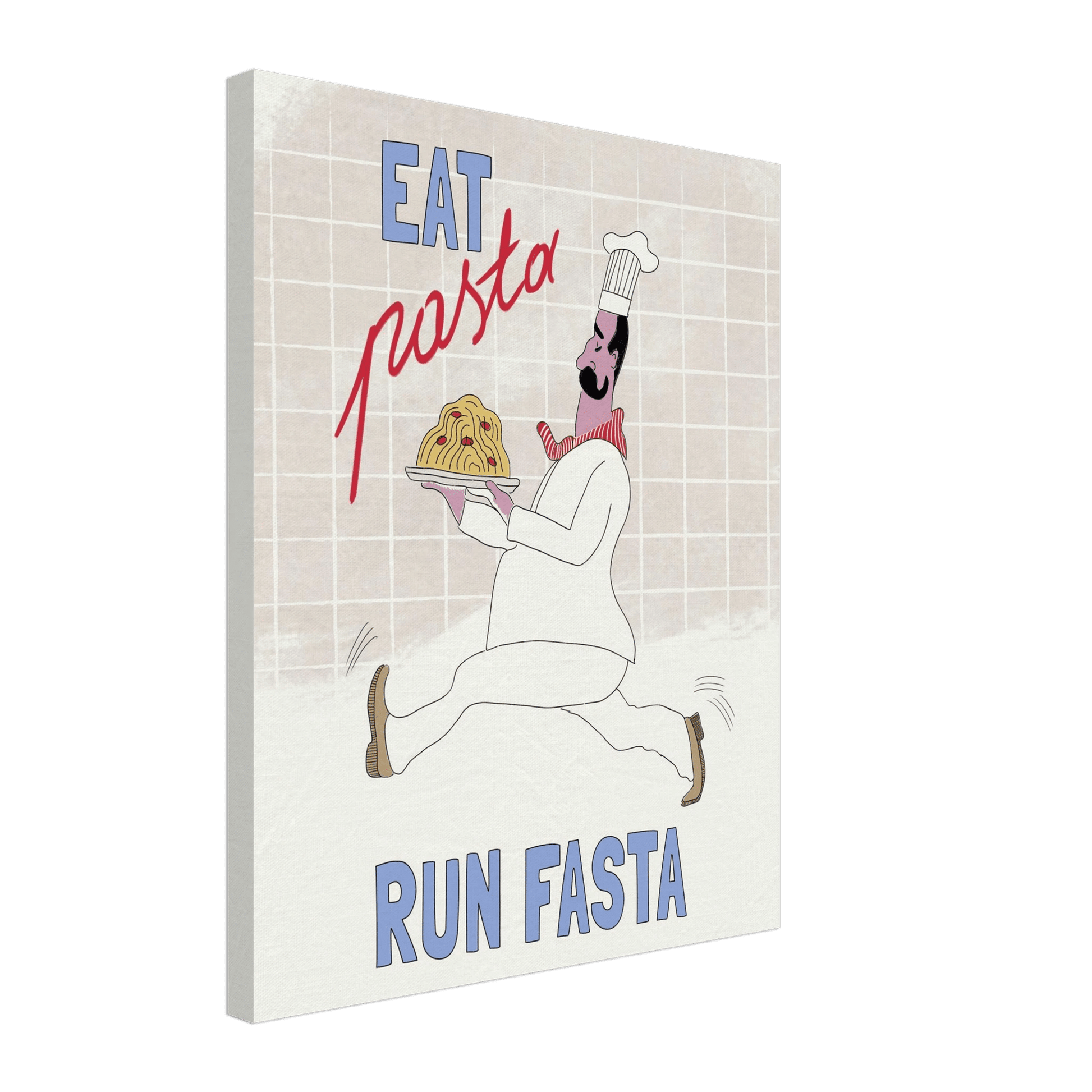 Eat Pasta Run Fasta Poster – Fun Kitchen Wall Art Print (Digital & Printed Options) - Evergreen Posters