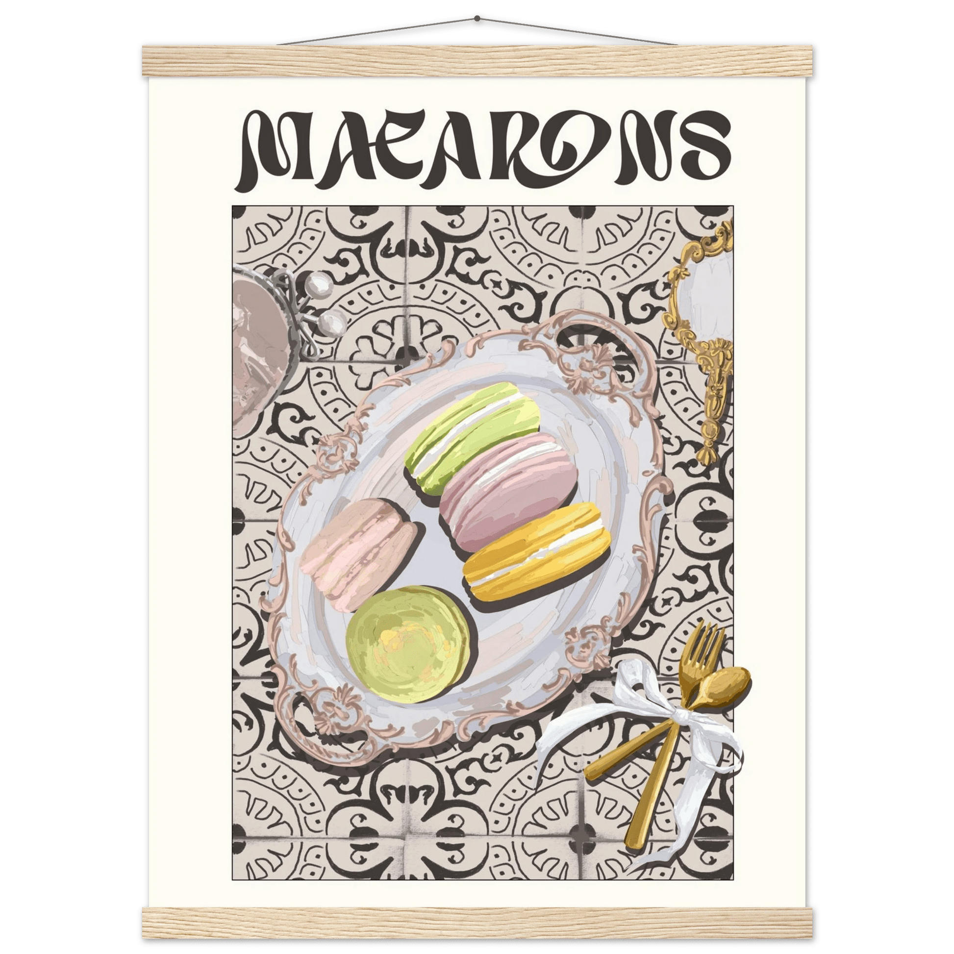 Macarons Poster – Playful French Patisserie Kitchen Wall Art Print (Digital & Printed Options) - Evergreen Posters