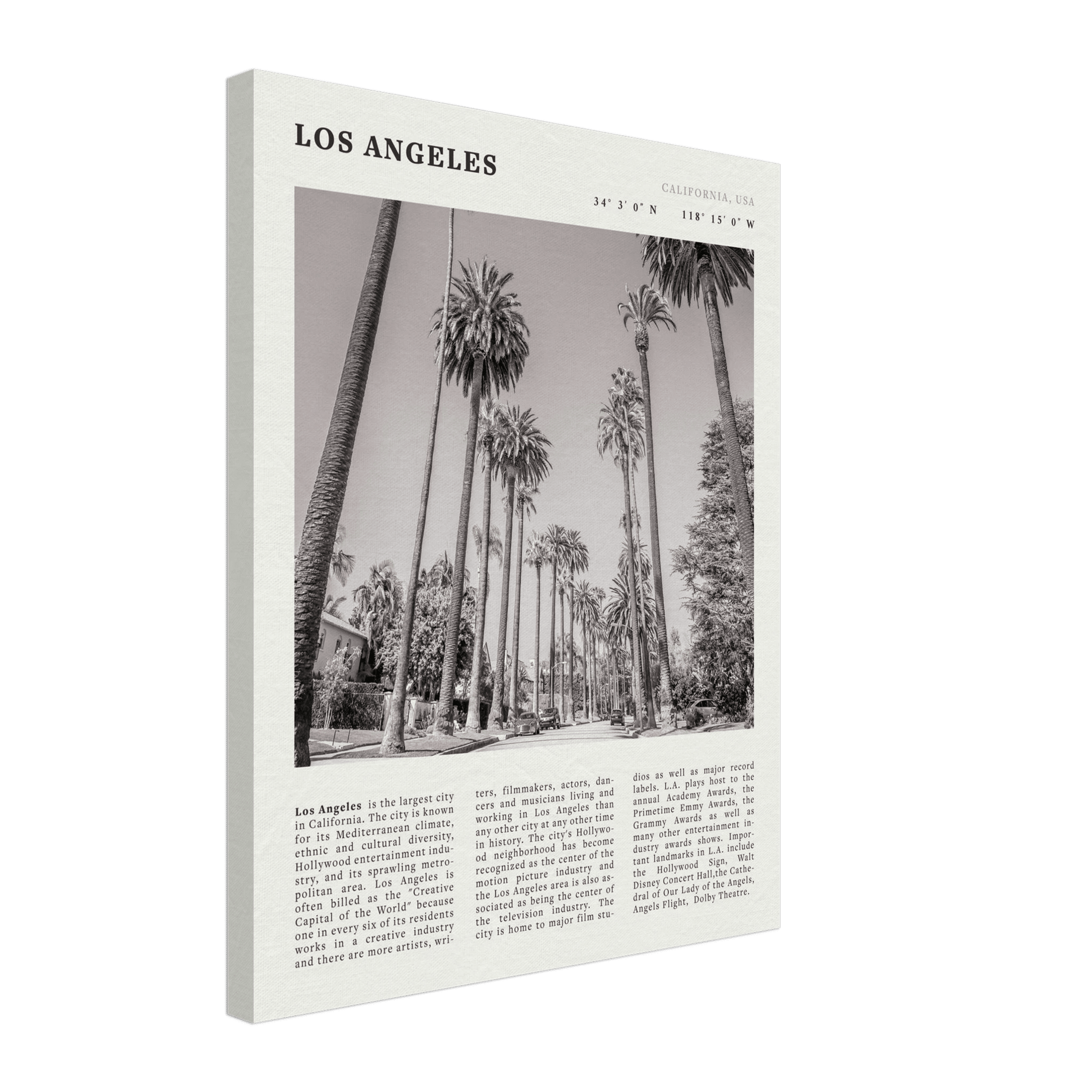 Los Angeles Poster | Black & White Palm Trees Wall Art | California Travel Print - Evergreen Posters