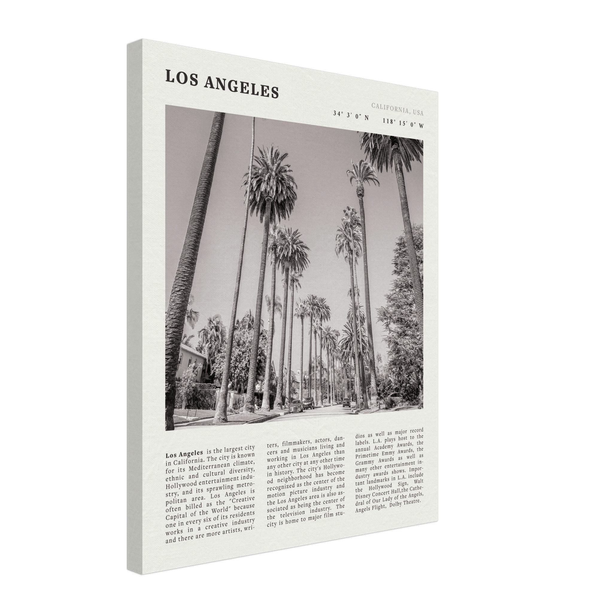 Los Angeles Poster | Black & White Palm Trees Wall Art | California Travel Print - Evergreen Posters