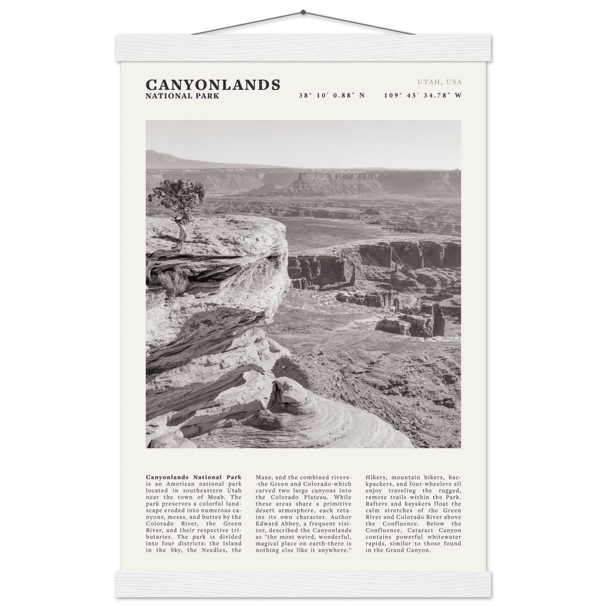 Canyonlands National Park Poster | Black & White Utah Wall Art | Canyon Travel Print - Evergreen Posters