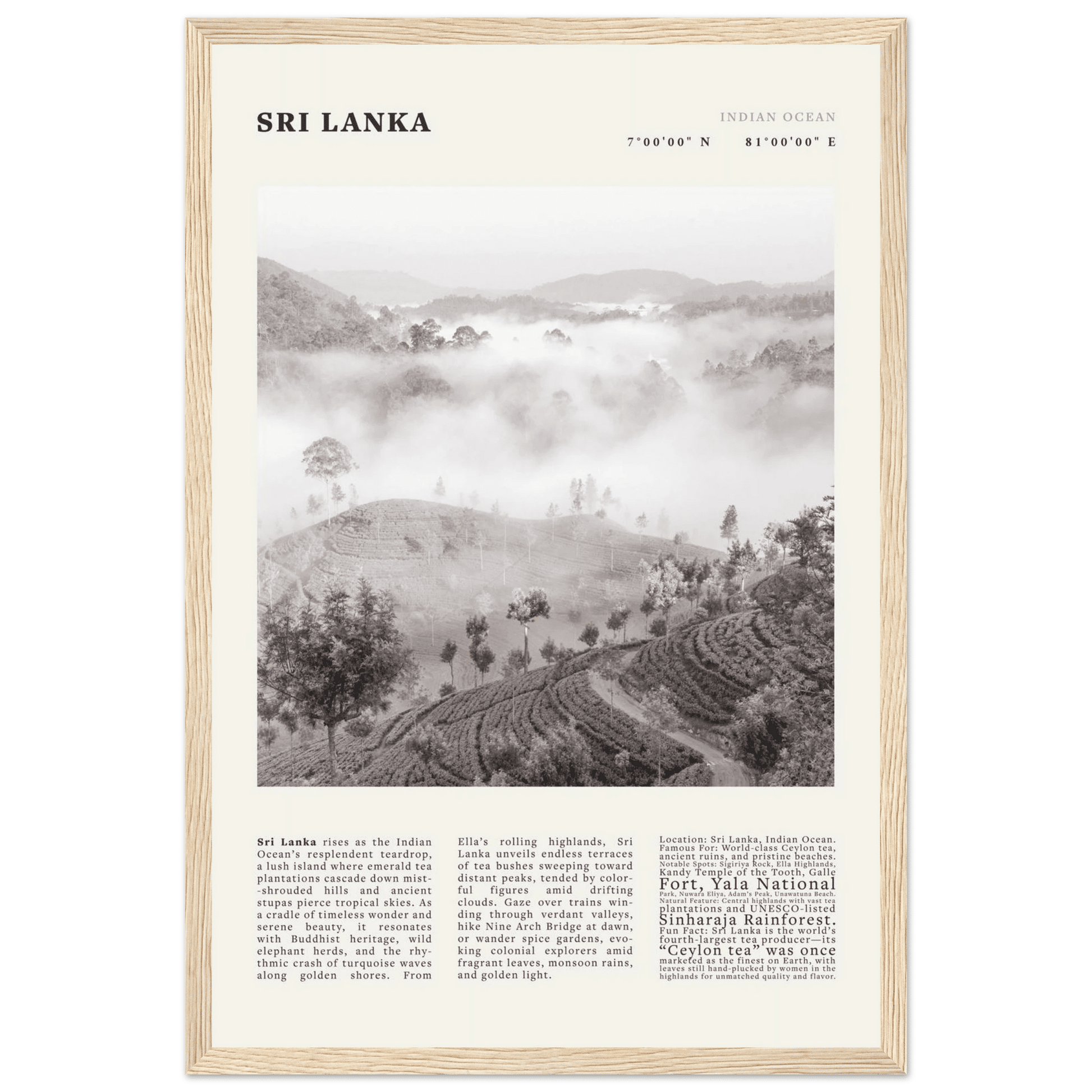 Sri Lanka Poster Black and White – Vintage Ceylon Tea Plantation Print (Digital & Printed Options) - Evergreen Posters
