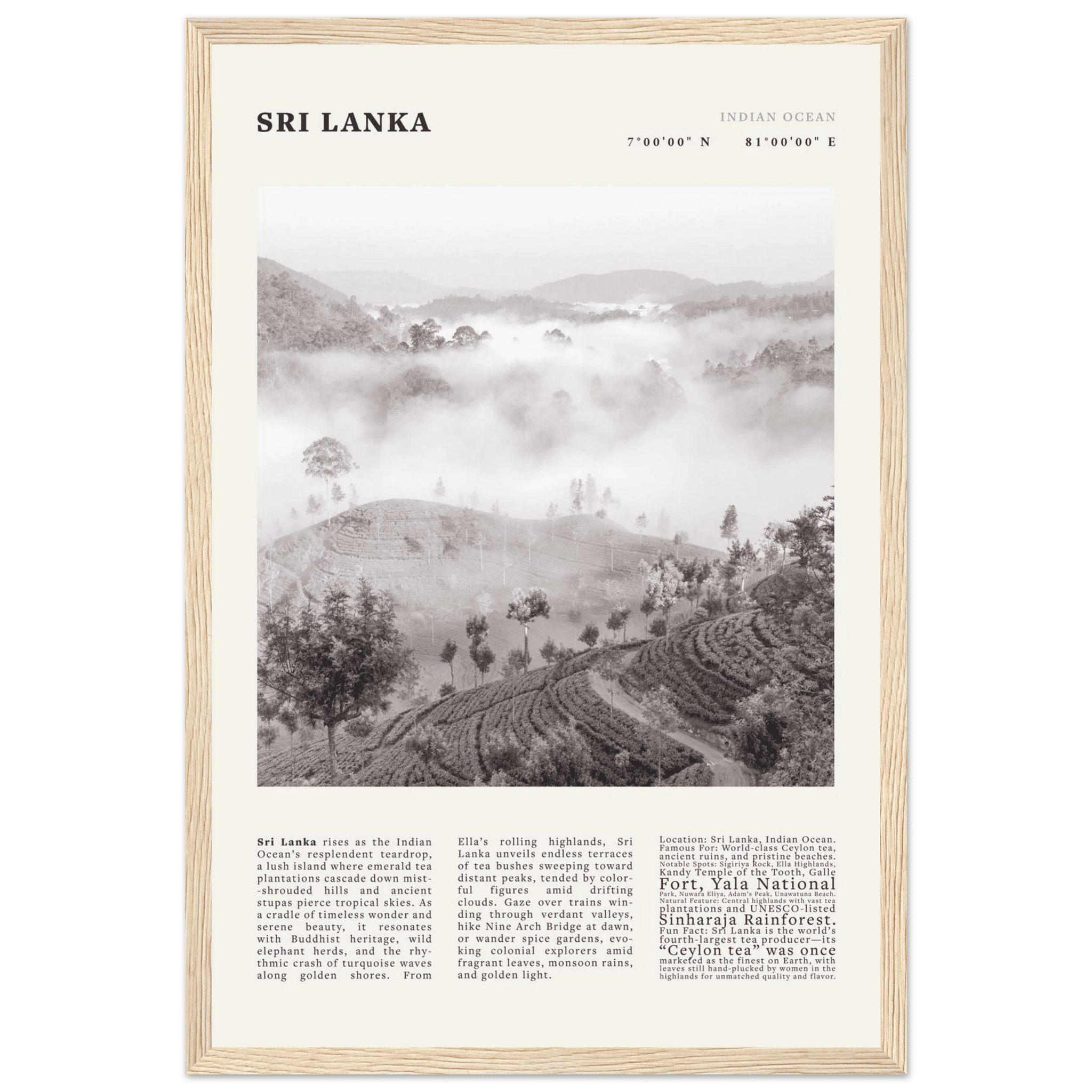 Sri Lanka Poster Black and White – Vintage Ceylon Tea Plantation Print (Digital & Printed Options) - Evergreen Posters