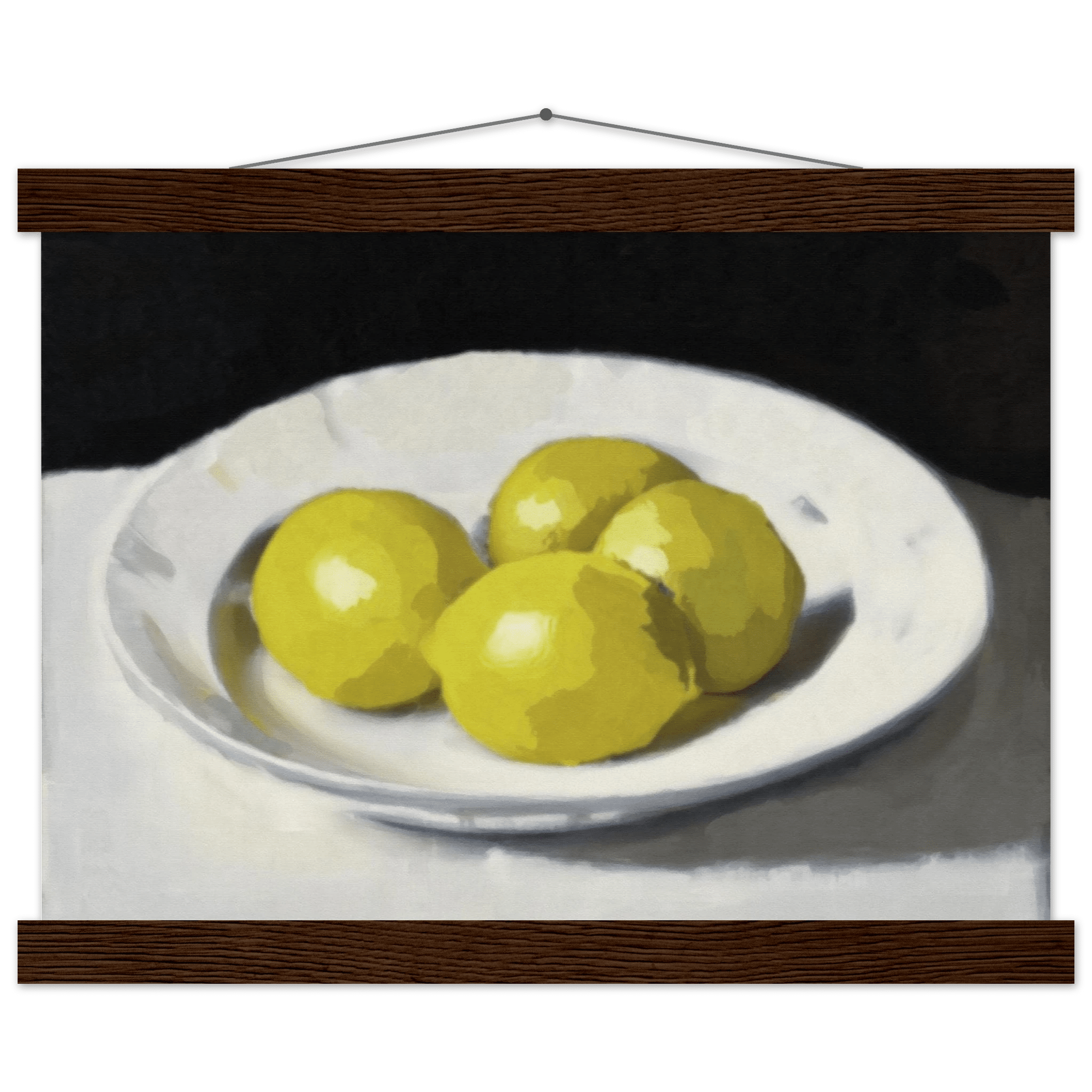 Lemons Print | Three Lemons Oil Painting Wall Art | Kitchen Still Life Poster - Evergreen Posters