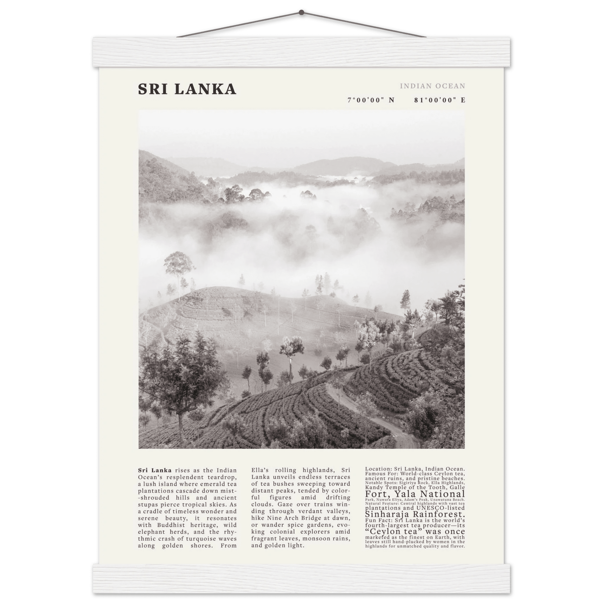 Sri Lanka Poster Black and White – Vintage Ceylon Tea Plantation Print (Digital & Printed Options) - Evergreen Posters
