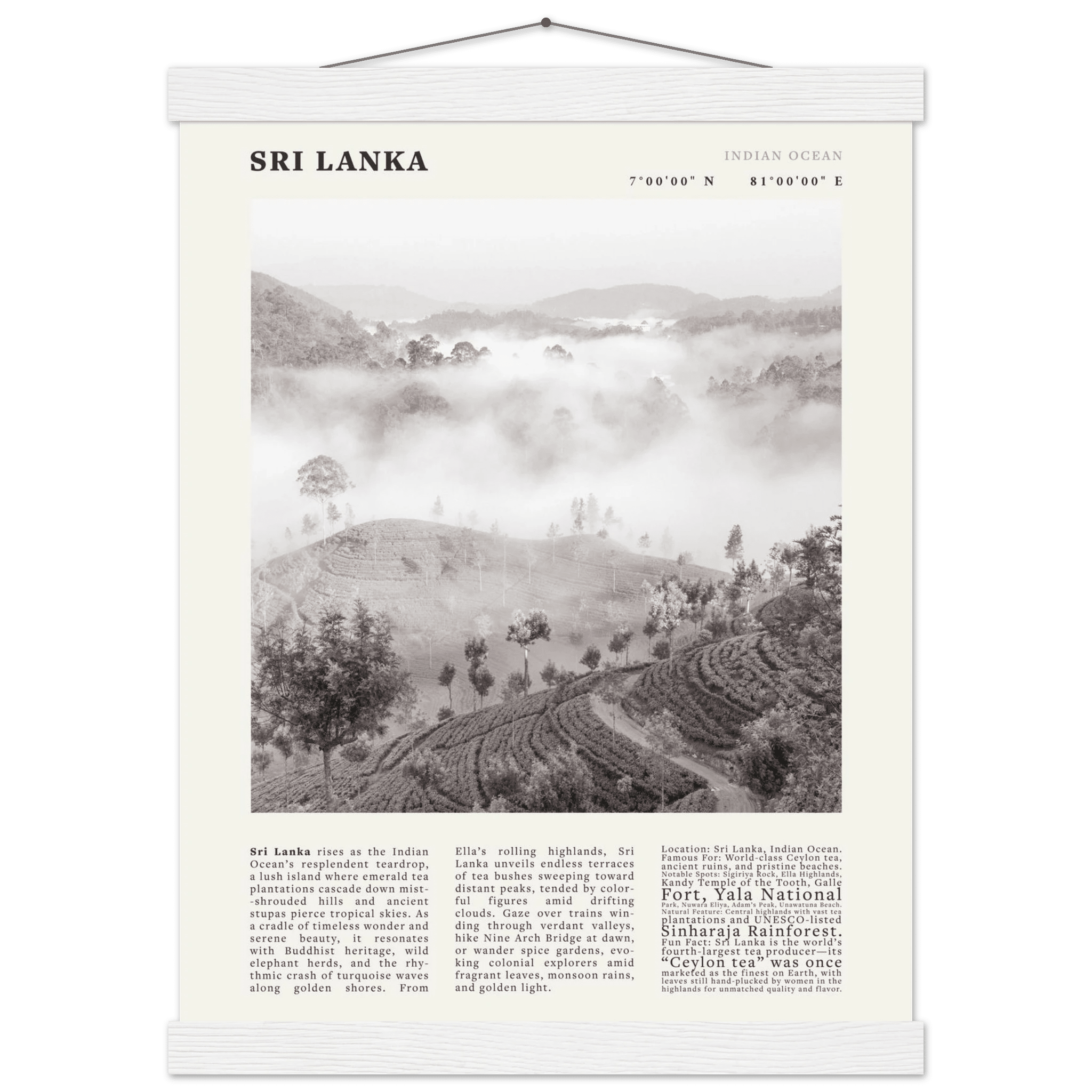 Sri Lanka Poster Black and White – Vintage Ceylon Tea Plantation Print (Digital & Printed Options) - Evergreen Posters