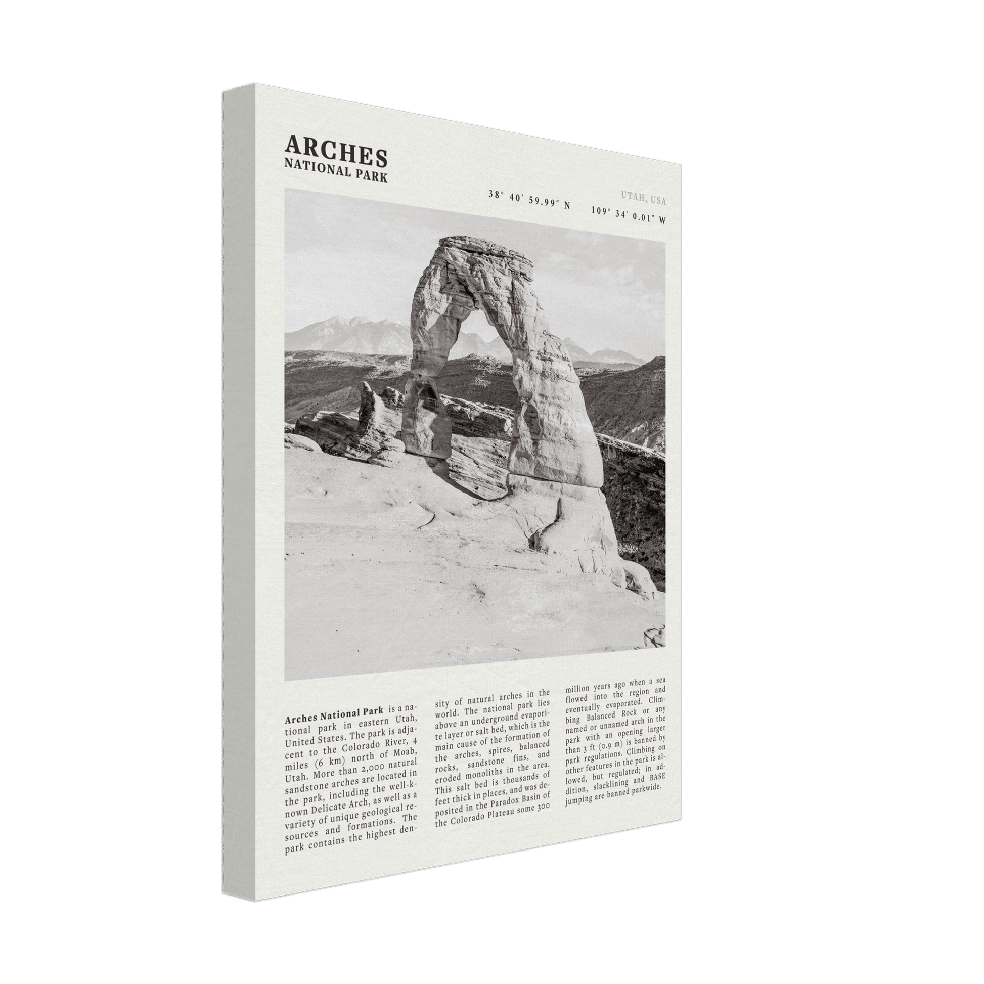 Arches National Park Poster | Black & White Utah Wall Art | Delicate Arch Print - Evergreen Posters