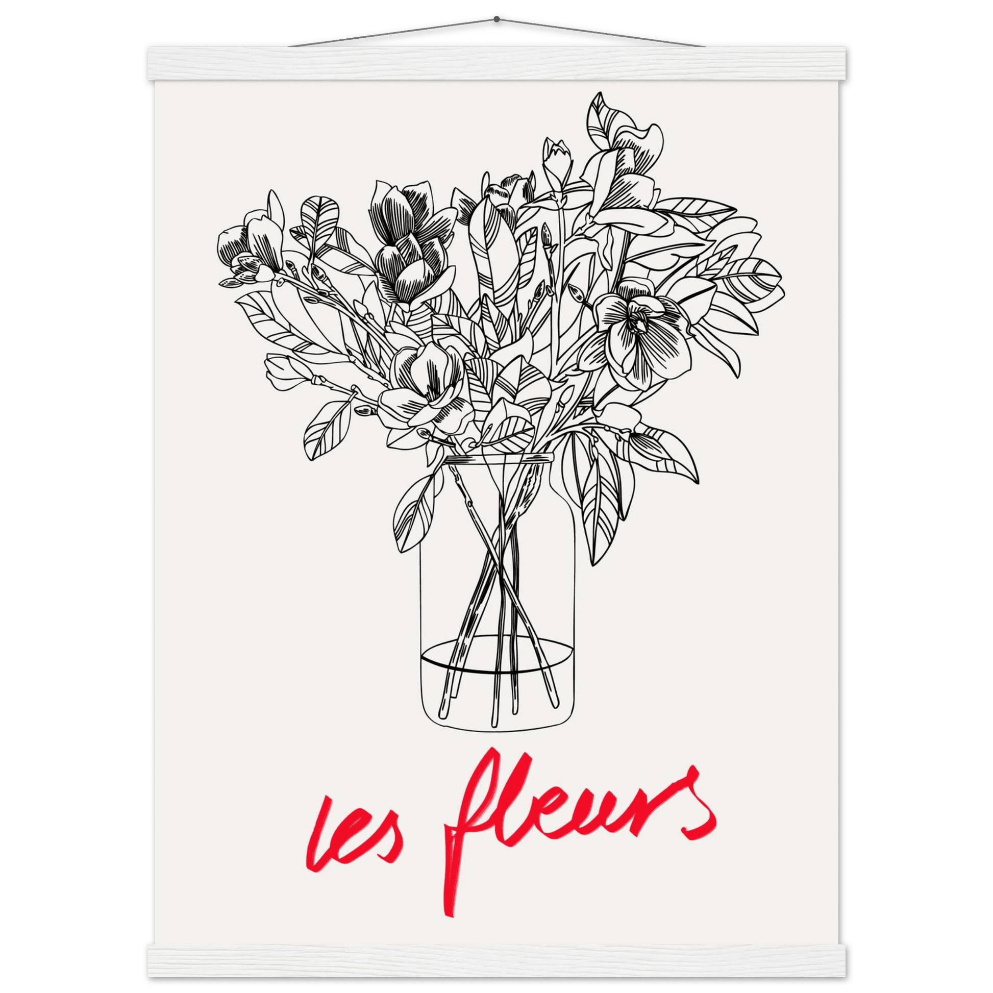 Les Fleurs Botanical Poster | French Flower Line Art Print | Minimalist Floral Wall Decor - Evergreen Posters