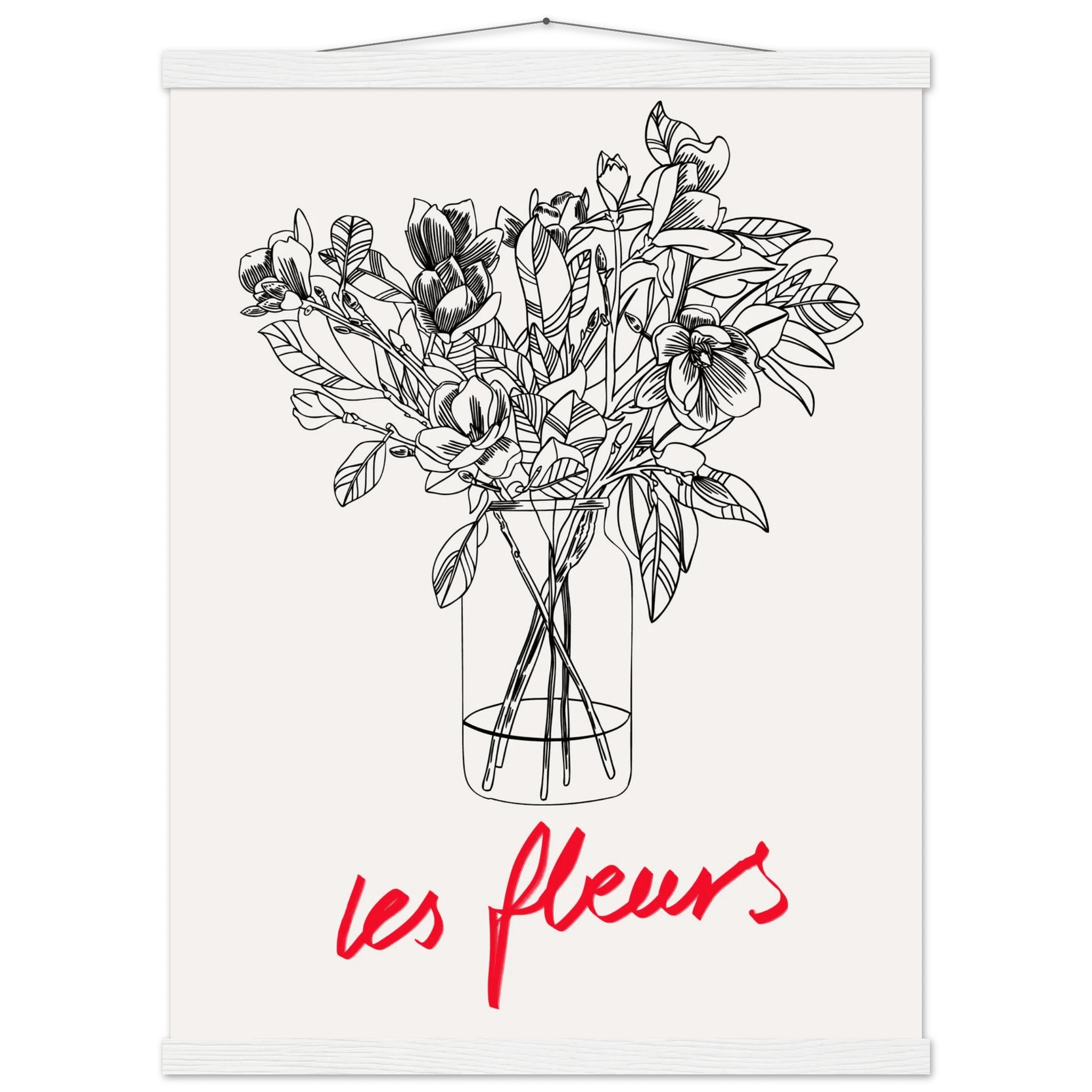 Les Fleurs Botanical Poster | French Flower Line Art Print | Minimalist Floral Wall Decor - Evergreen Posters