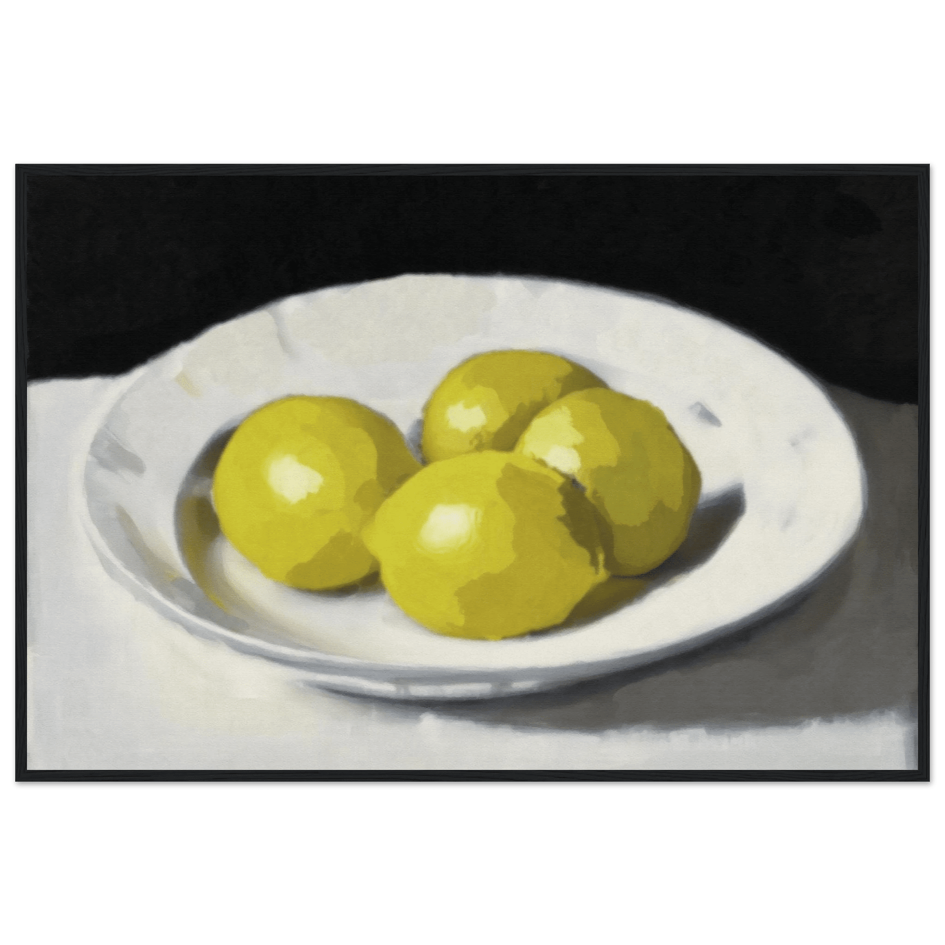 Lemons Print | Three Lemons Oil Painting Wall Art | Kitchen Still Life Poster - Evergreen Posters
