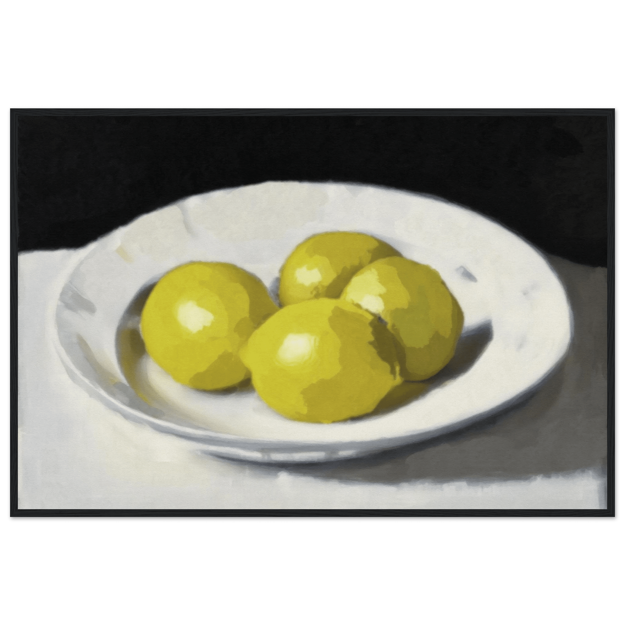 Lemons Print | Three Lemons Oil Painting Wall Art | Kitchen Still Life Poster - Evergreen Posters