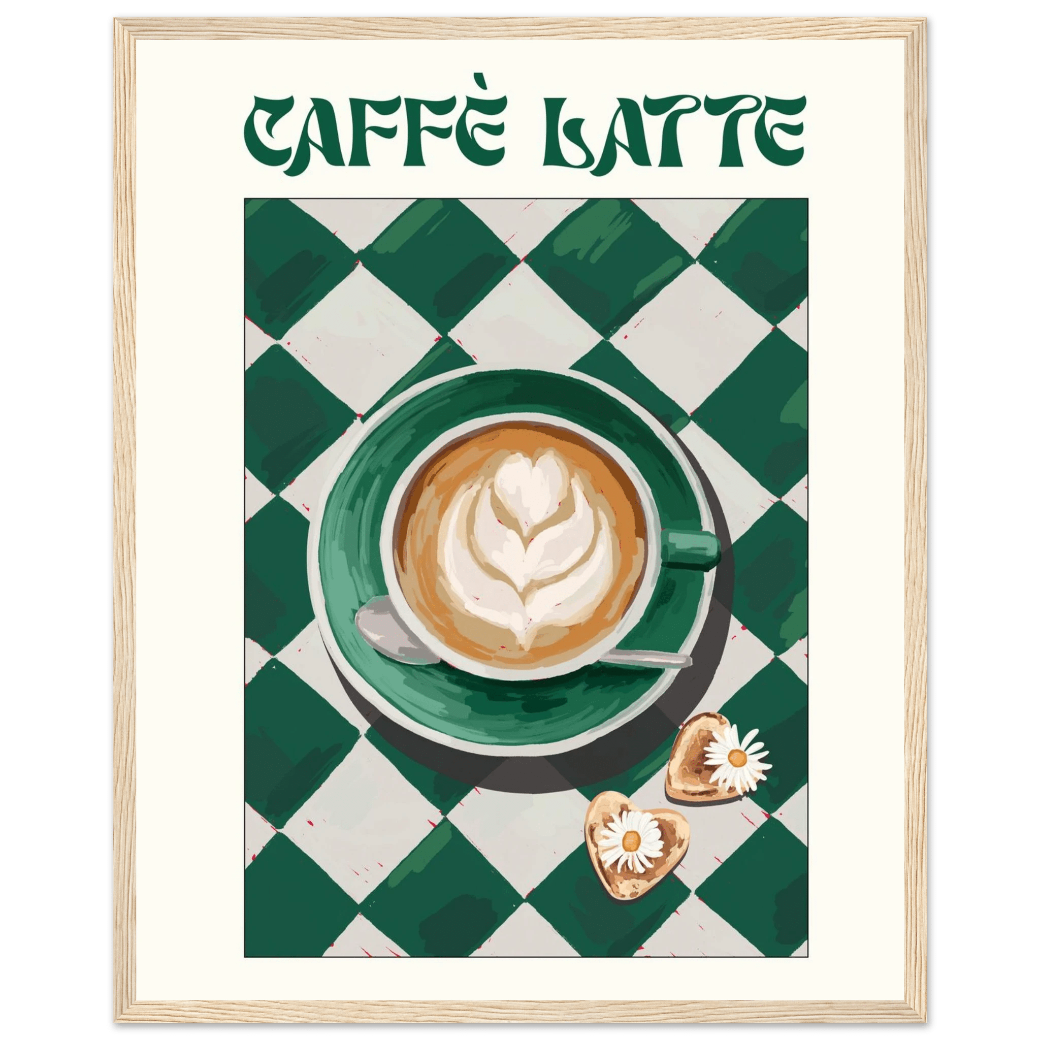 Caffè Latte Poster – Playful Coffee Kitchen Wall Art Print (Digital & Printed Options) - Evergreen Posters