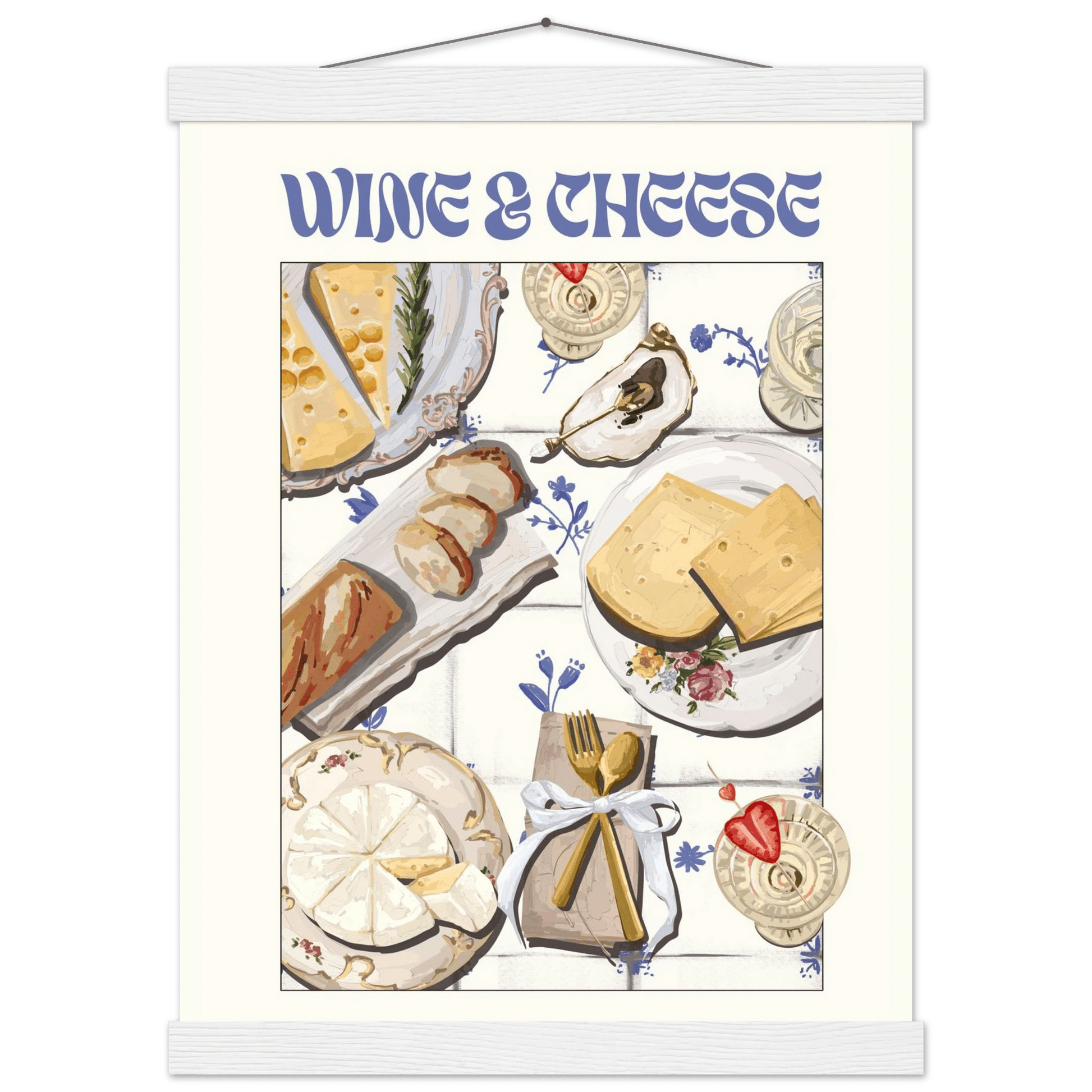 Wine & Cheese Poster – Elegant Kitchen & Dining Wall Art Print (Digital & Printed Options) - Evergreen Posters