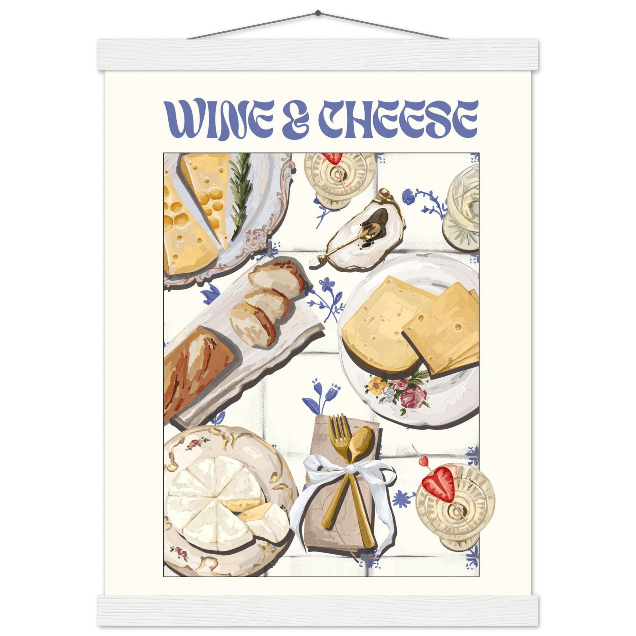 Wine & Cheese Poster – Elegant Kitchen & Dining Wall Art Print (Digital & Printed Options) - Evergreen Posters
