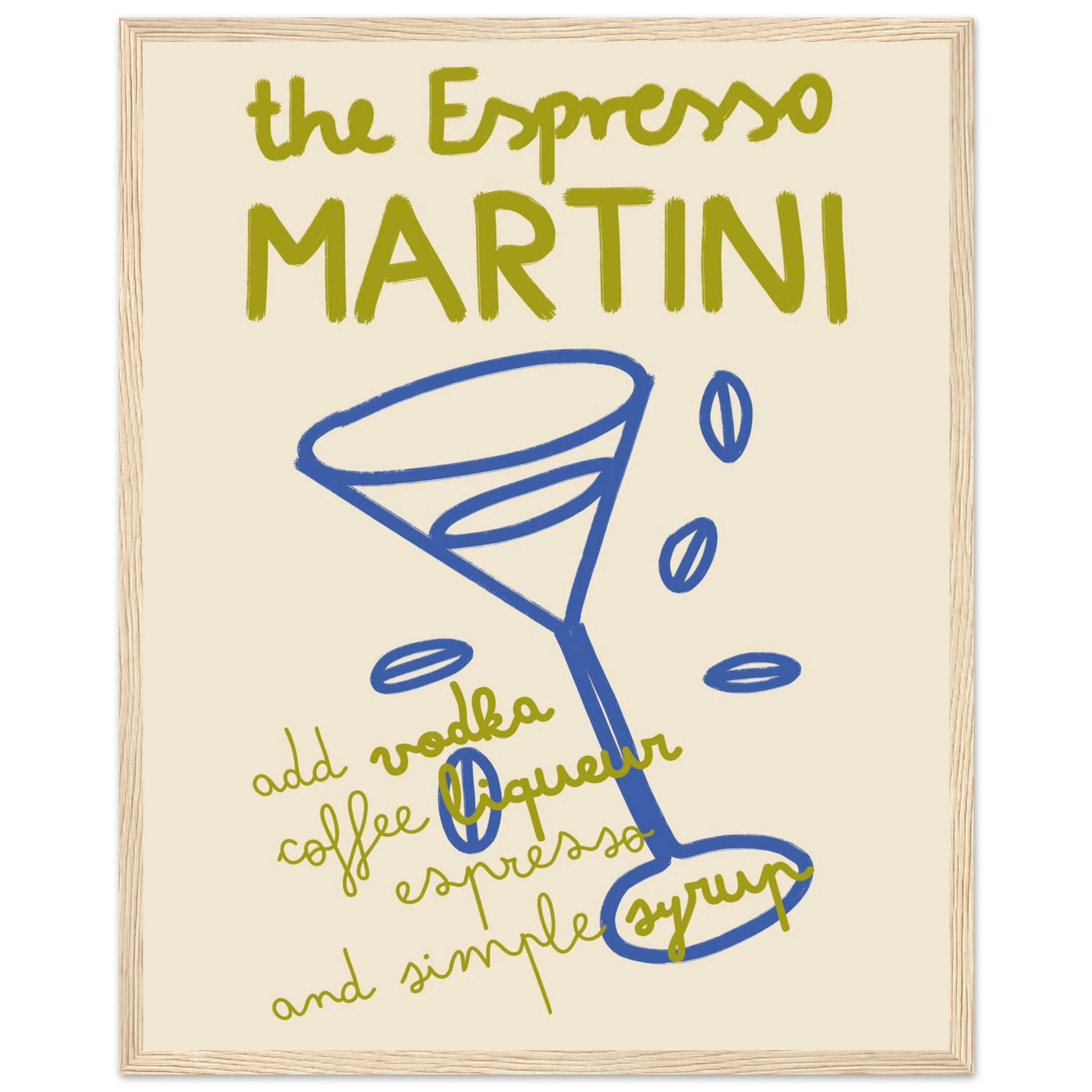 Espresso Martini Print | Cocktail Recipe Wall Art | Kitchen Bar Poster - Evergreen Posters