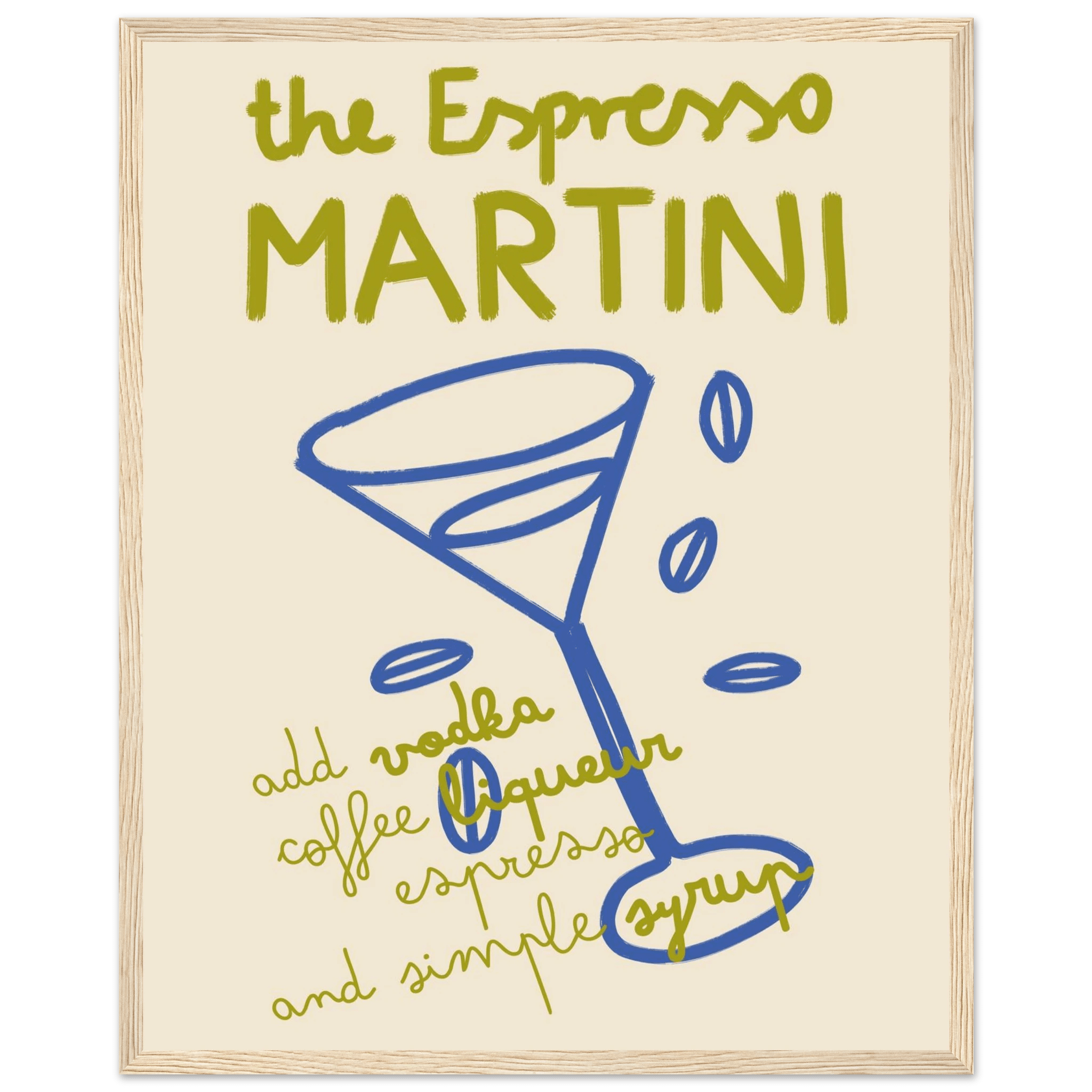 Espresso Martini Print | Cocktail Recipe Wall Art | Kitchen Bar Poster - Evergreen Posters