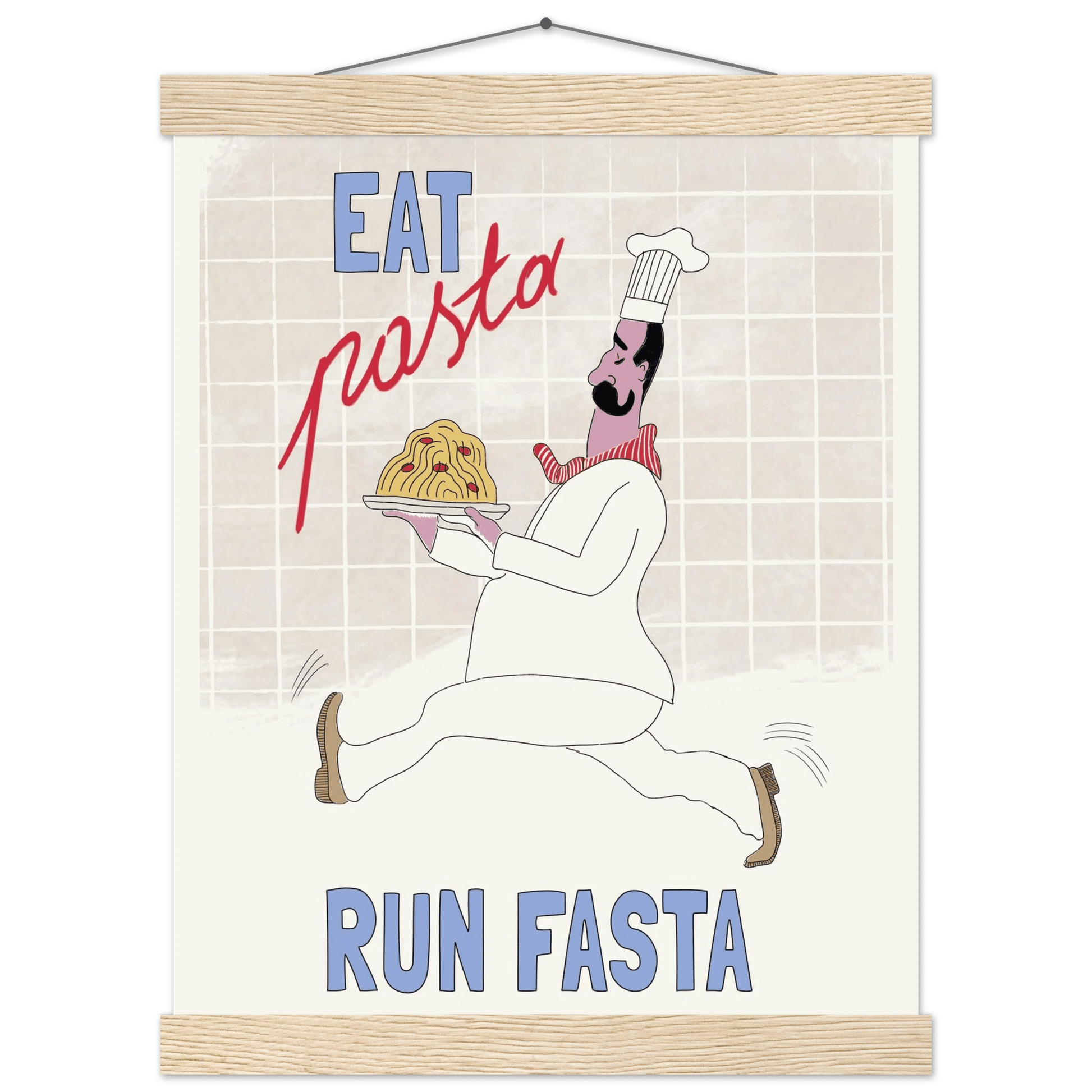 Eat Pasta Run Fasta Poster – Fun Kitchen Wall Art Print (Digital & Printed Options) - Evergreen Posters