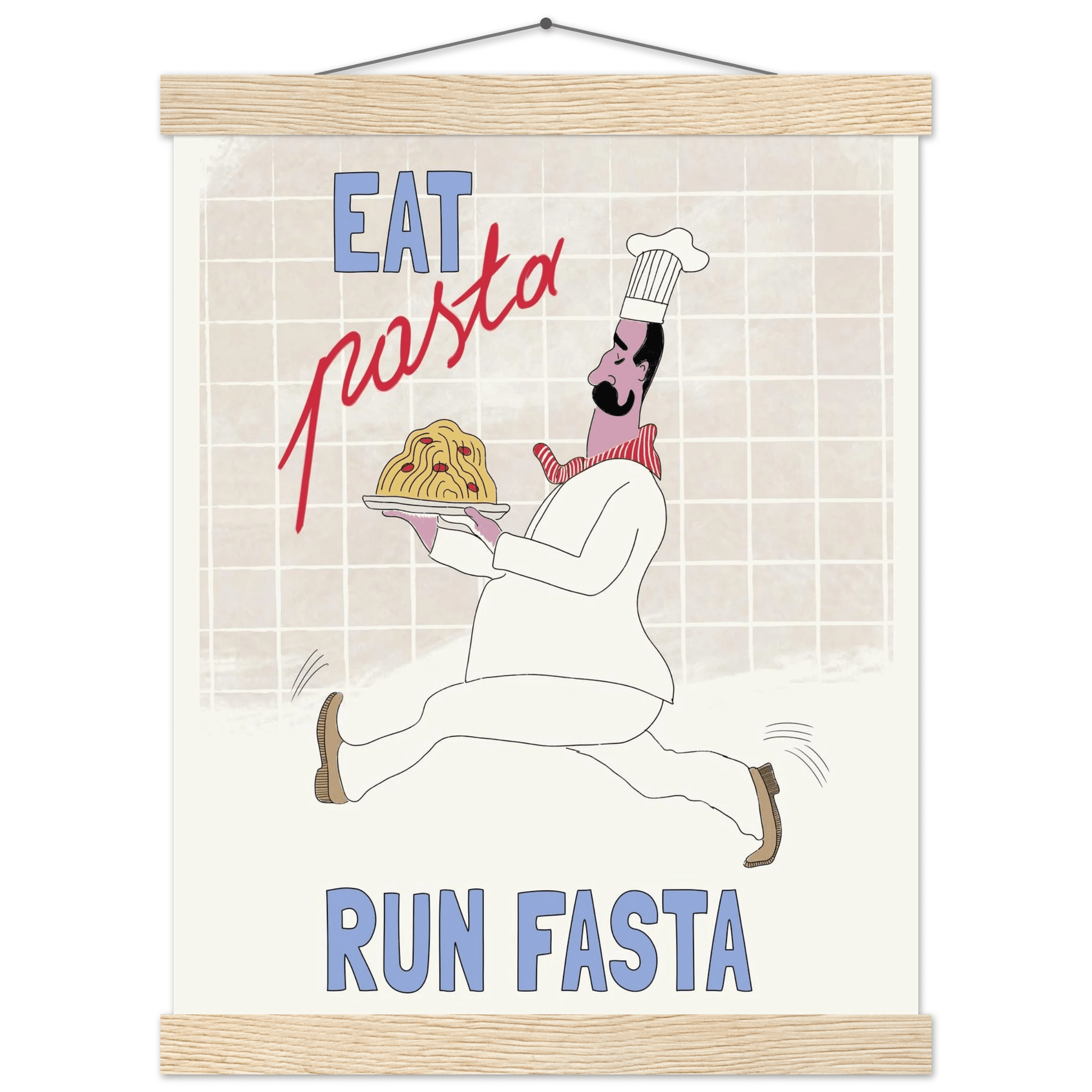 Eat Pasta Run Fasta Poster – Fun Kitchen Wall Art Print (Digital & Printed Options) - Evergreen Posters