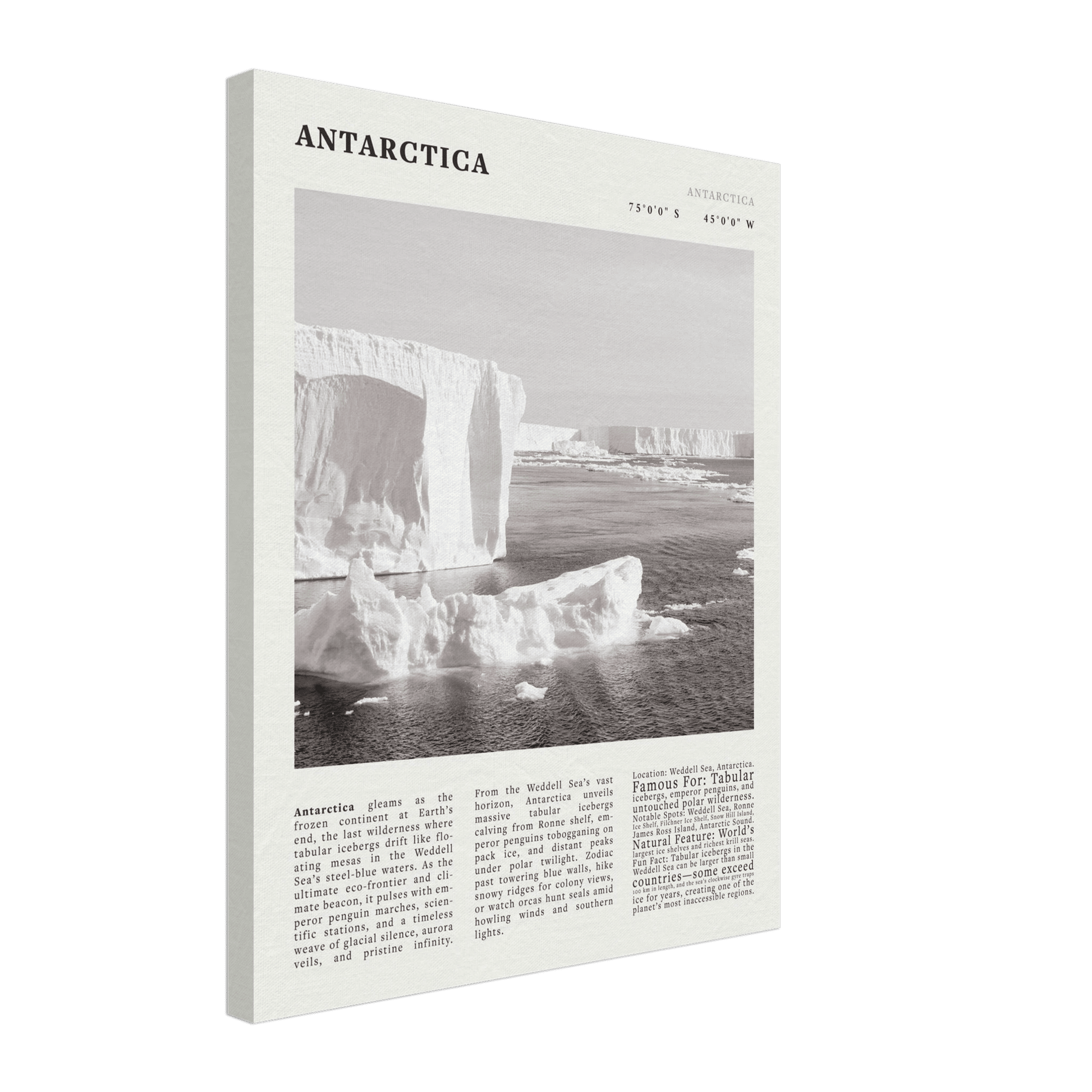 Antarctica Poster Black and White – Vintage Weddell Sea Iceberg Print (Digital & Printed Options) - Evergreen Posters