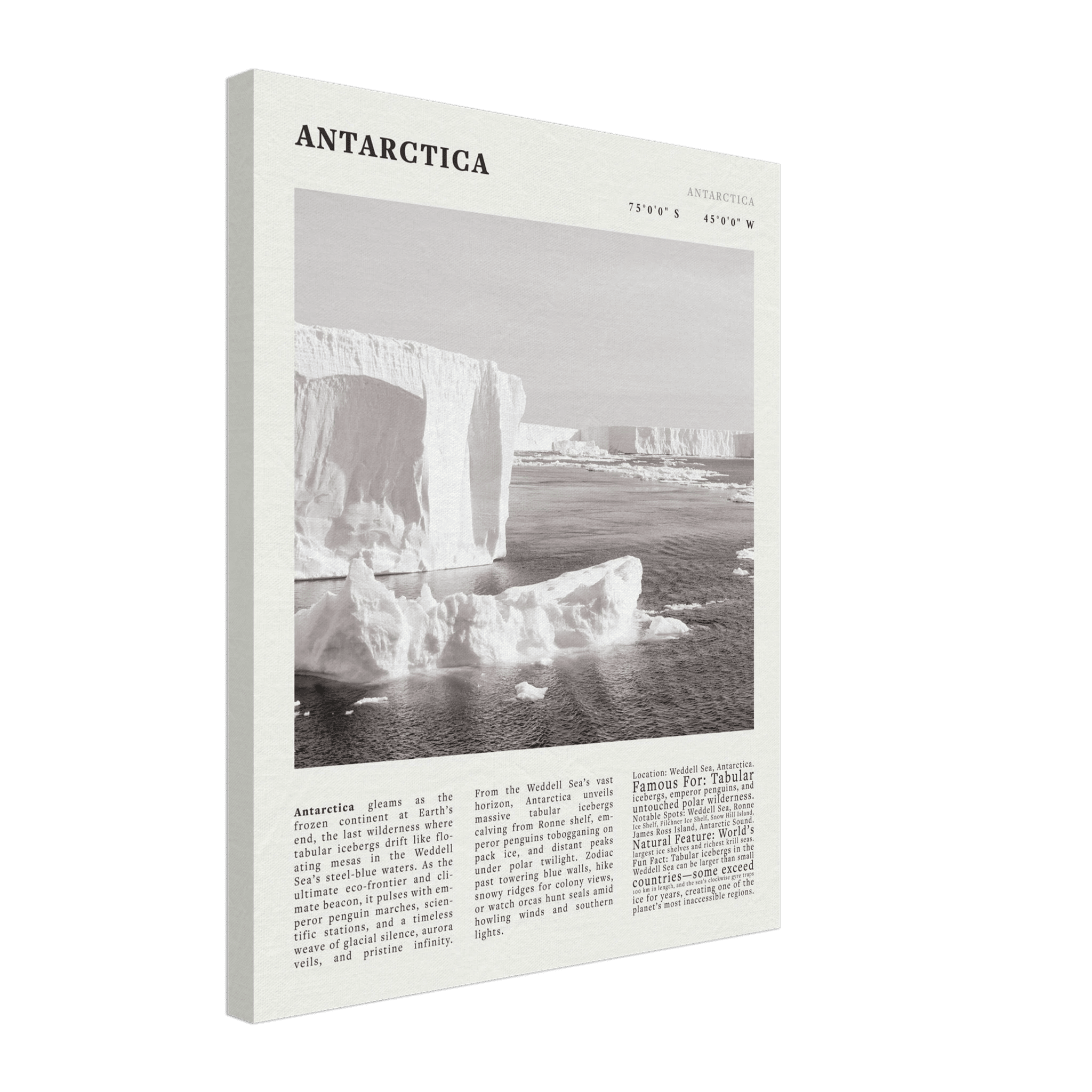 Antarctica Poster Black and White – Vintage Weddell Sea Iceberg Print (Digital & Printed Options) - Evergreen Posters