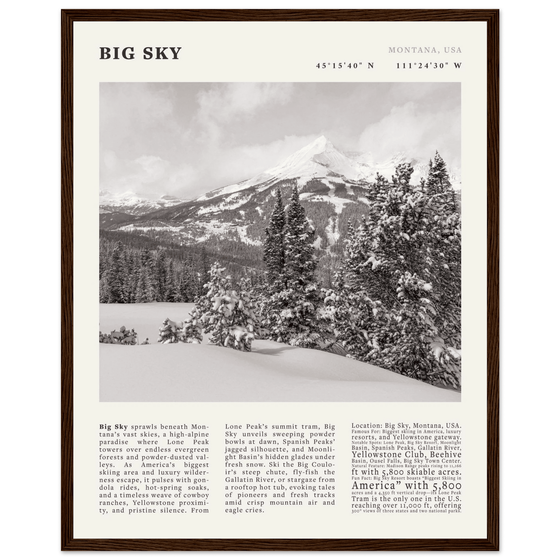 Big Sky Montana Poster Black and White – Vintage Lone Peak Ski Resort Print (Digital & Printed Options) - Evergreen Posters