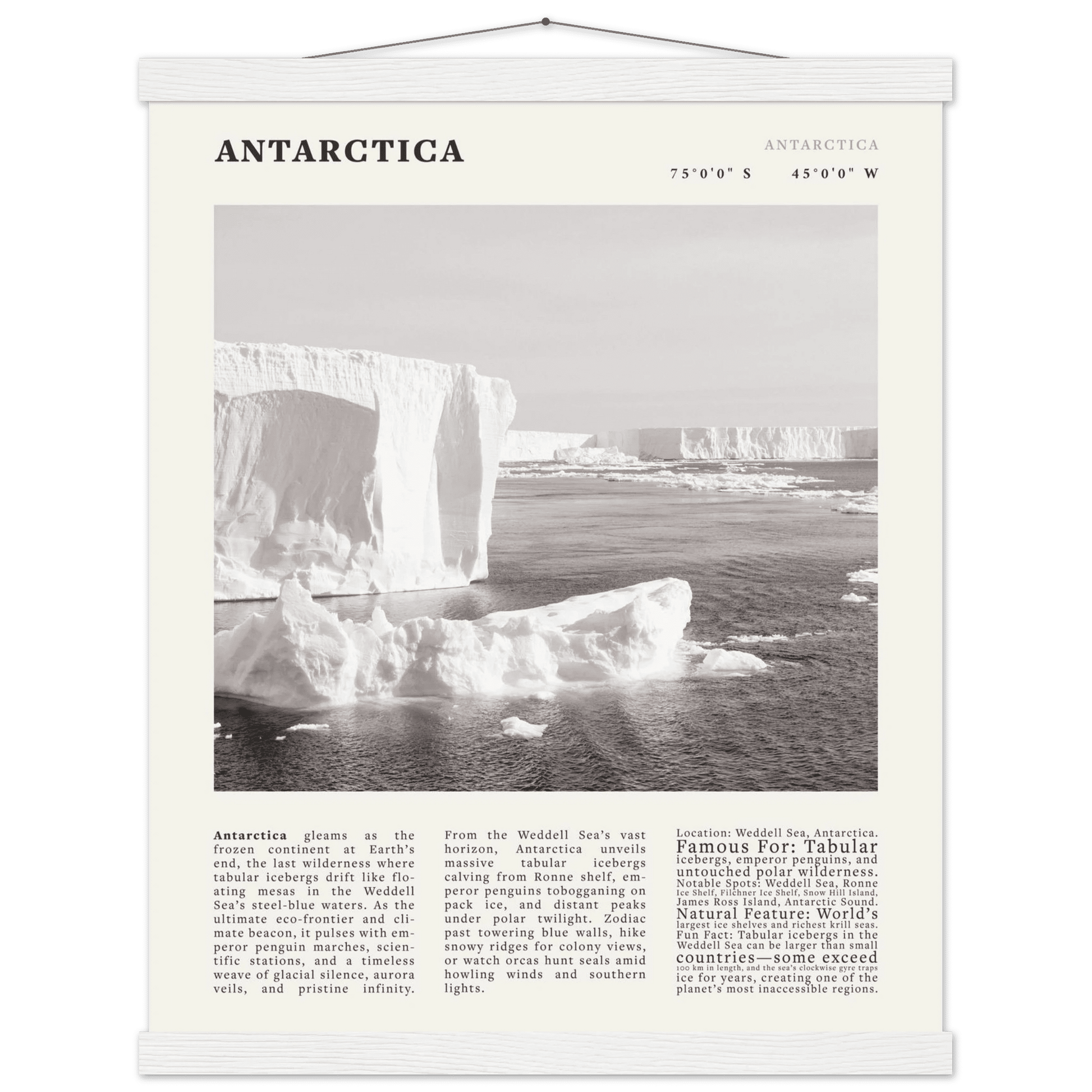 Antarctica Poster Black and White – Vintage Weddell Sea Iceberg Print (Digital & Printed Options) - Evergreen Posters