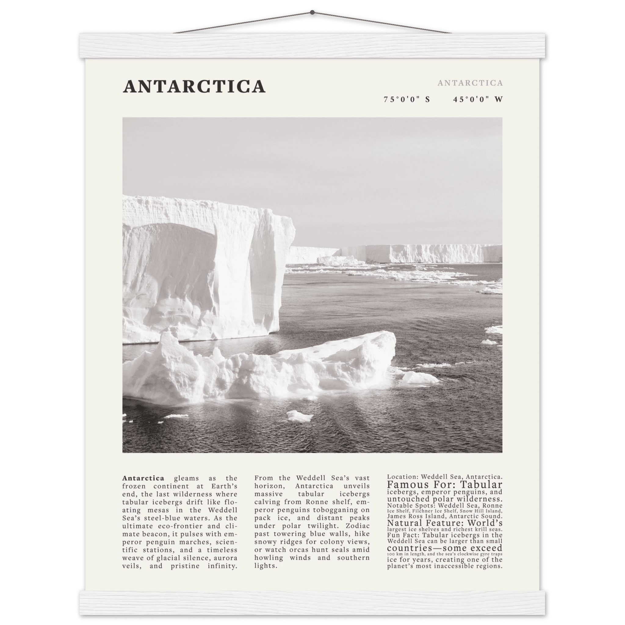 Antarctica Poster Black and White – Vintage Weddell Sea Iceberg Print (Digital & Printed Options) - Evergreen Posters