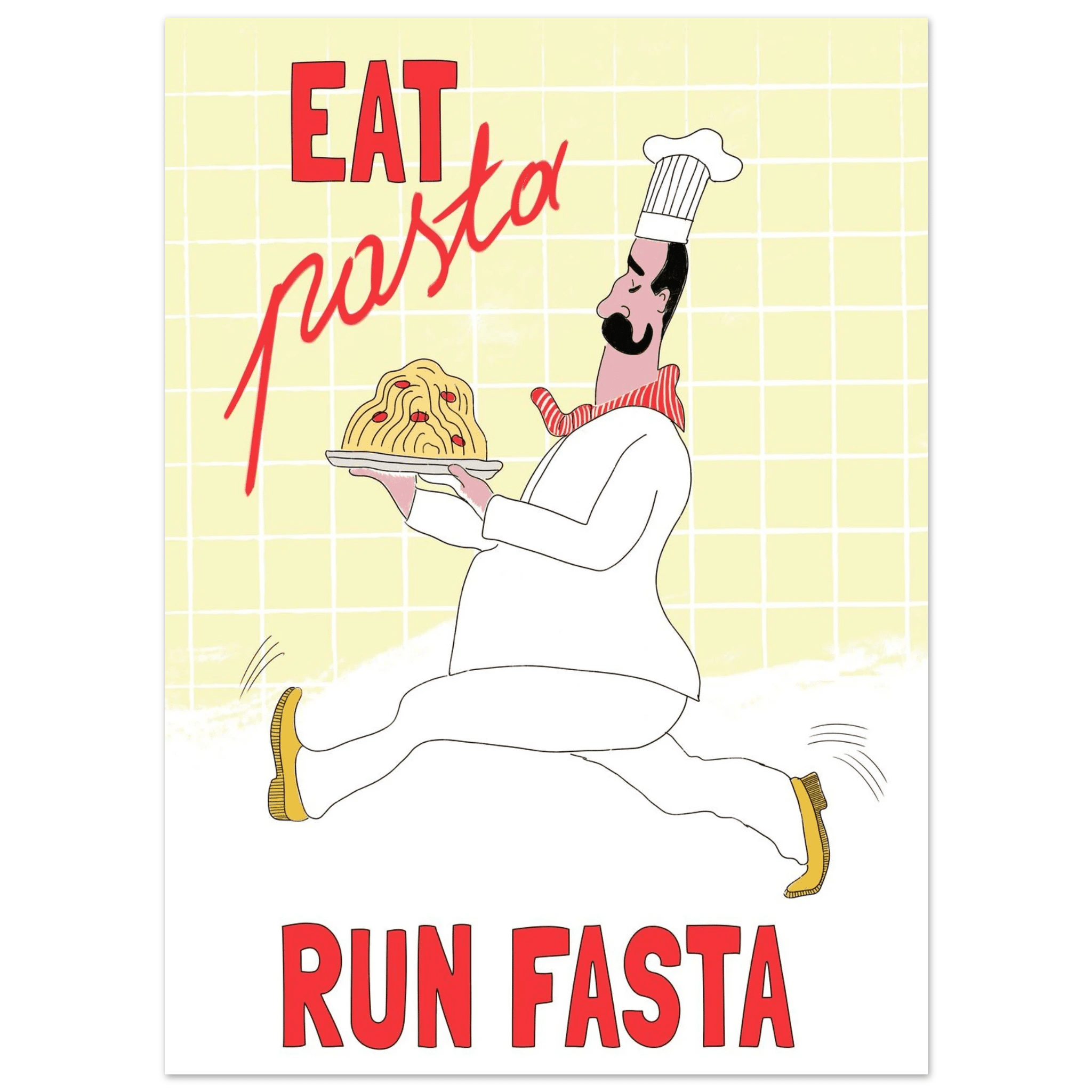 Eat Pasta Run Fasta Poster – Playful Kitchen Wall Art Print (Digital & Printed Options) - Evergreen Posters