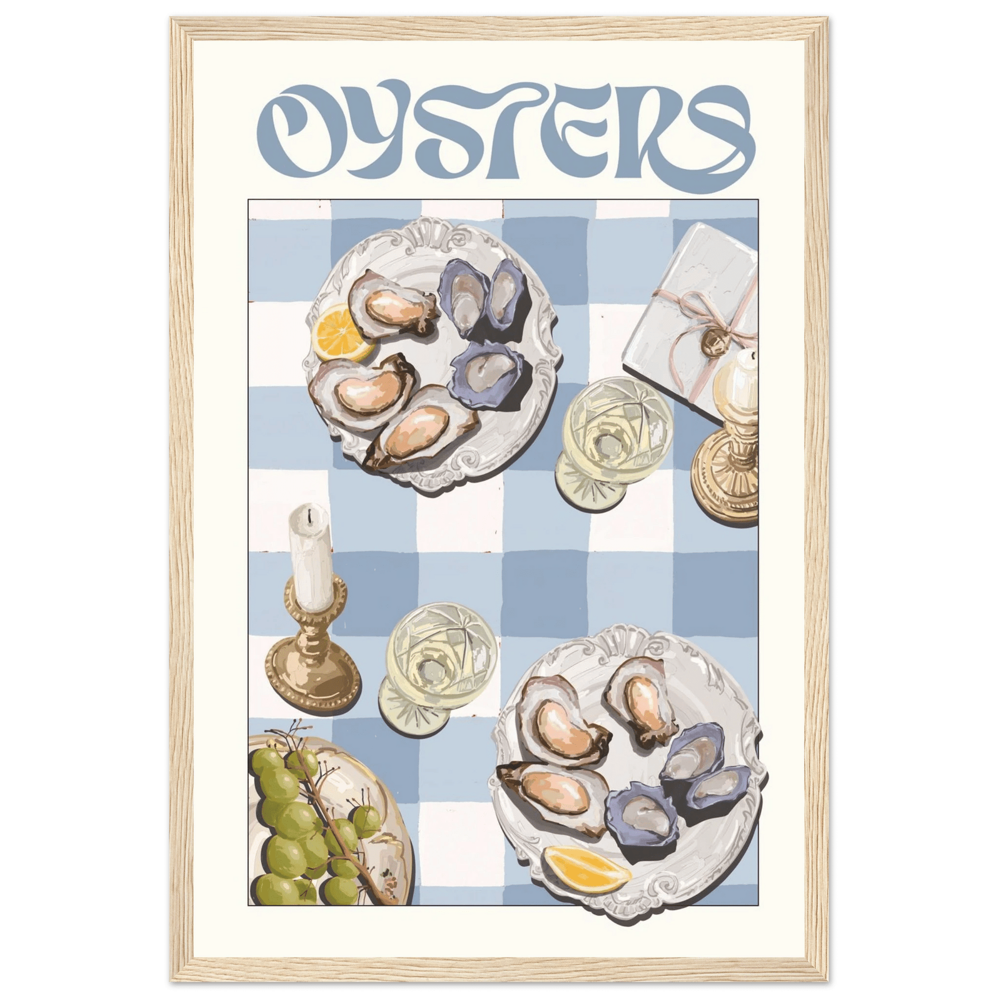 Oysters Poster – Playful Seafood Kitchen Wall Art Print (Digital & Printed Options) - Evergreen Posters