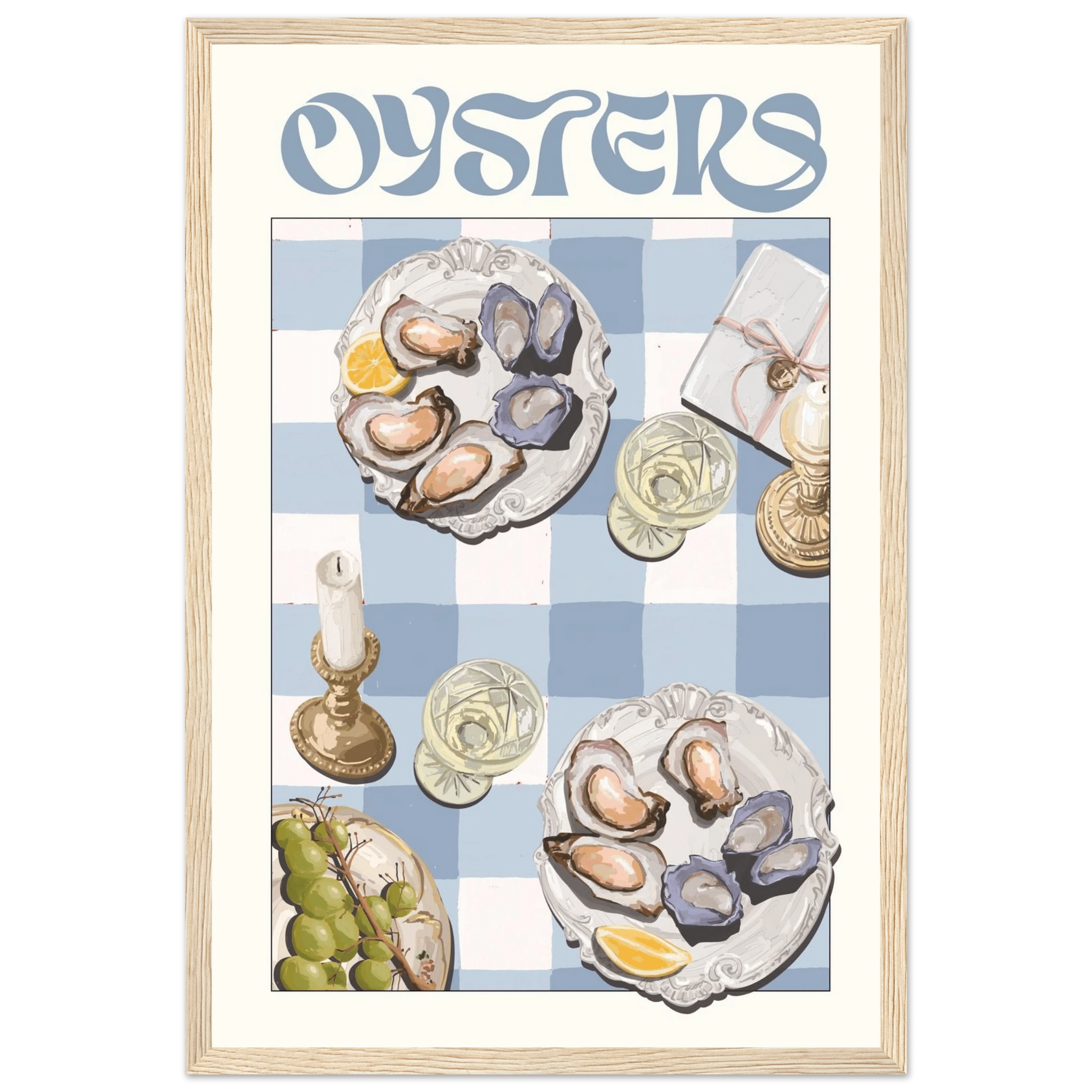 Oysters Poster – Playful Seafood Kitchen Wall Art Print (Digital & Printed Options) - Evergreen Posters