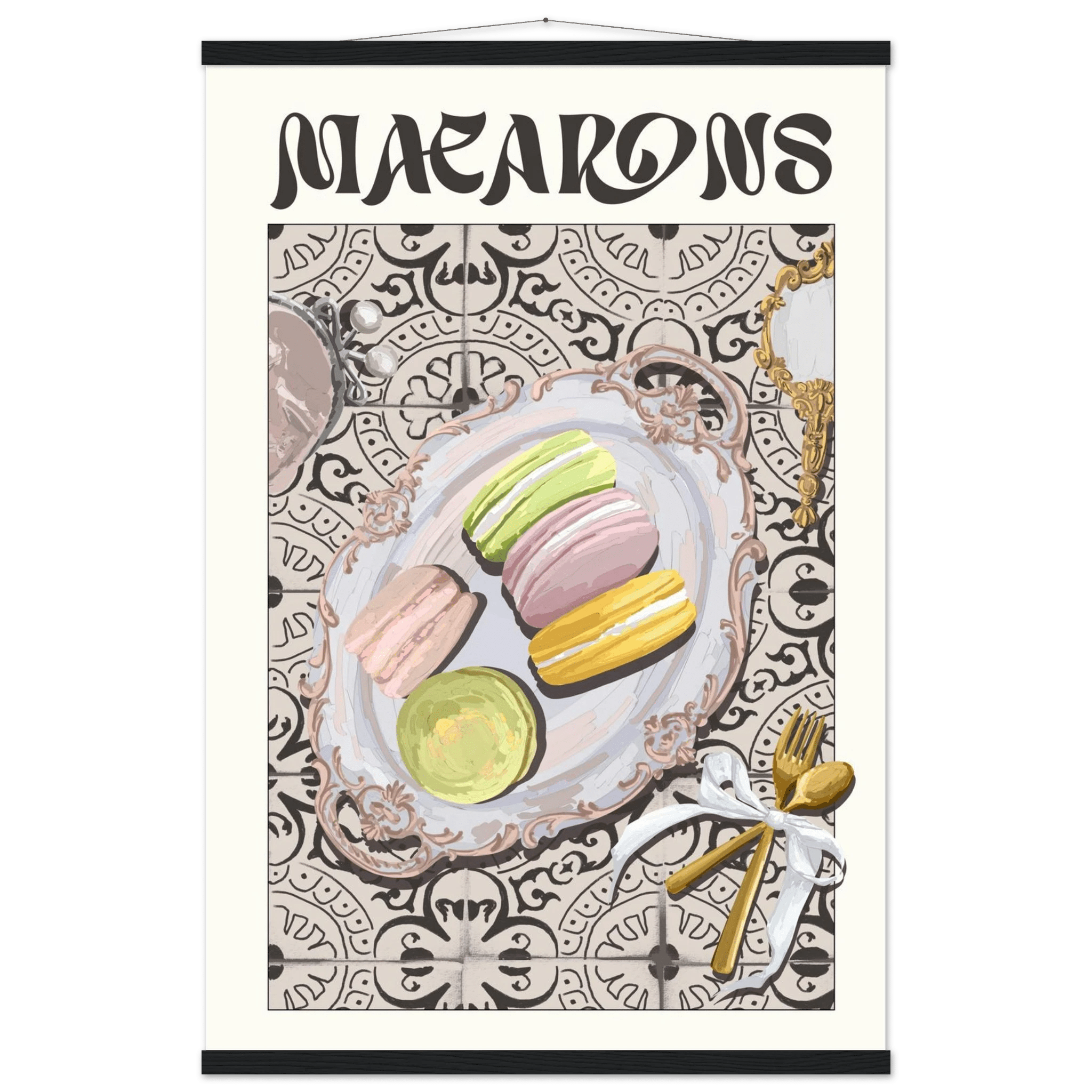 Macarons Poster – Playful French Patisserie Kitchen Wall Art Print (Digital & Printed Options) - Evergreen Posters