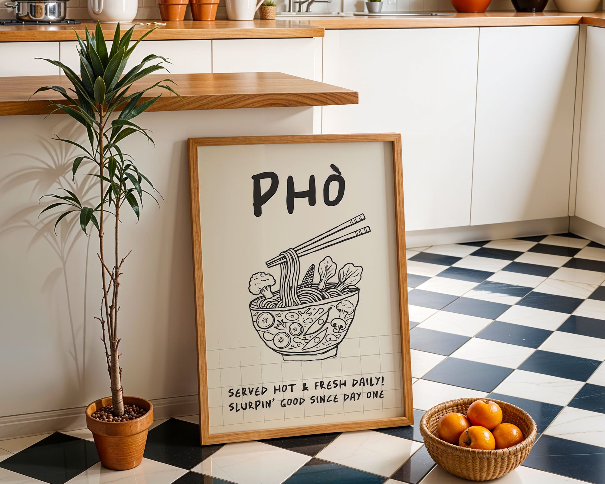 Pho Poster – Slurpin’ Good Vietnamese Kitchen Wall Art Print (Digital & Printed Options) - Evergreen Posters
