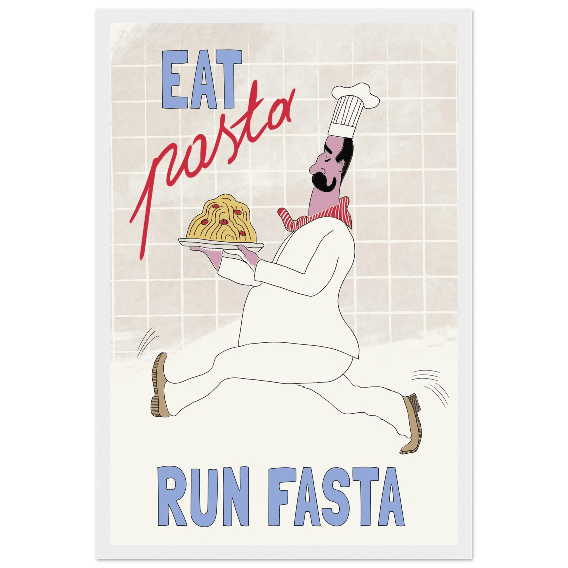 Eat Pasta Run Fasta Poster – Fun Kitchen Wall Art Print (Digital & Printed Options) - Evergreen Posters