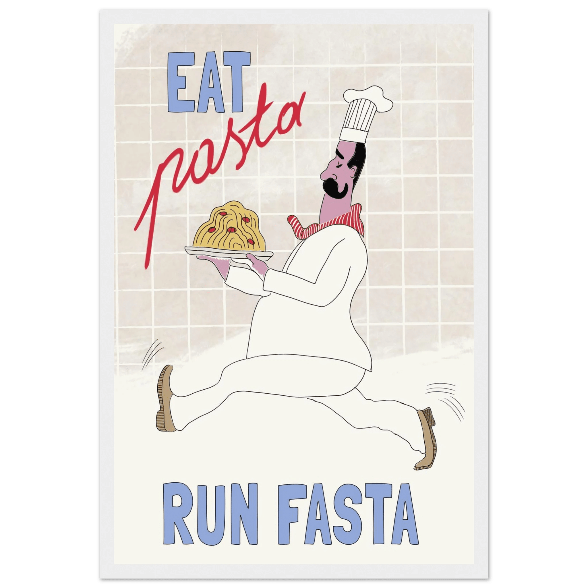 Eat Pasta Run Fasta Poster – Fun Kitchen Wall Art Print (Digital & Printed Options) - Evergreen Posters