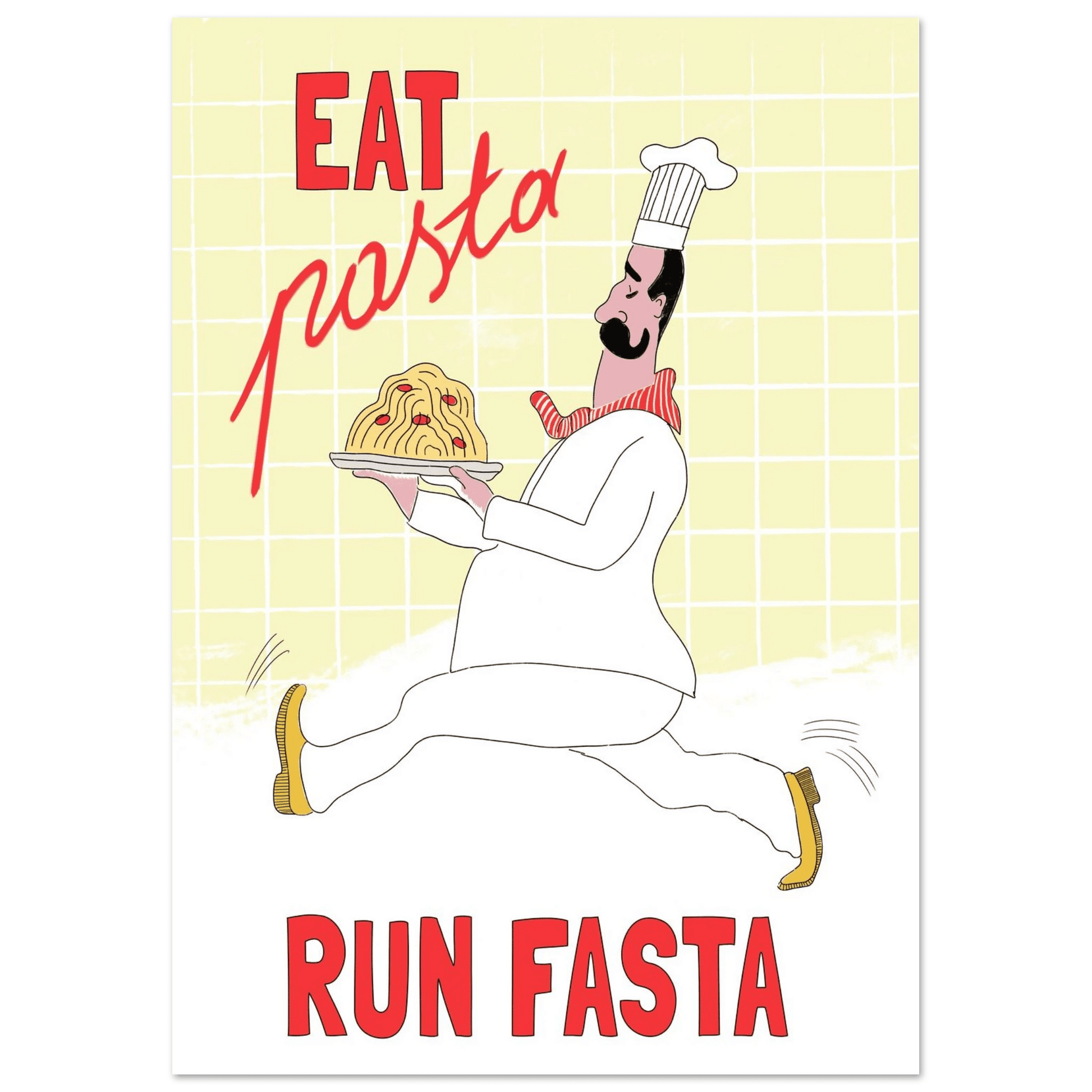 Eat Pasta Run Fasta Poster – Playful Kitchen Wall Art Print (Digital & Printed Options) - Evergreen Posters