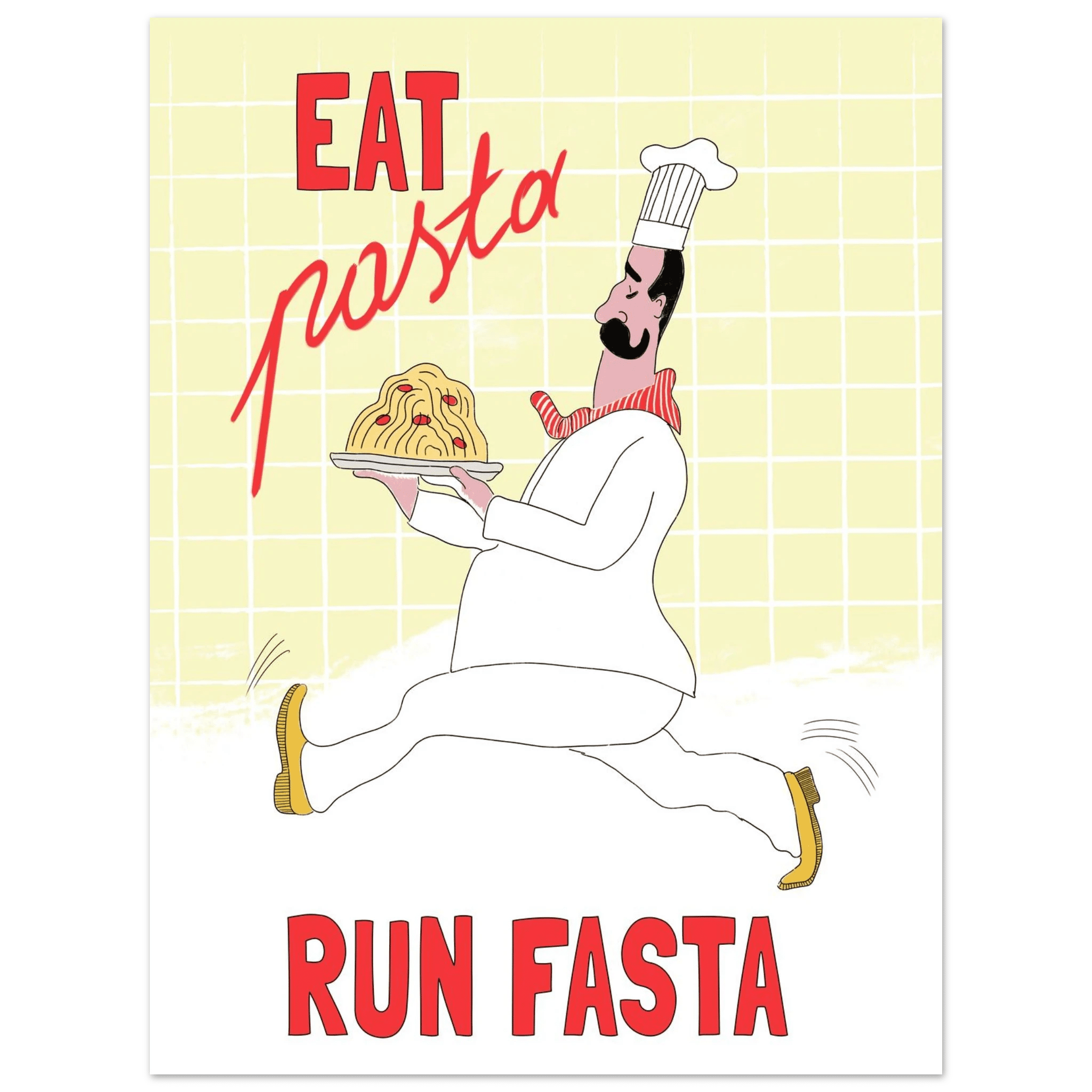 Eat Pasta Run Fasta Poster – Playful Kitchen Wall Art Print (Digital & Printed Options) - Evergreen Posters